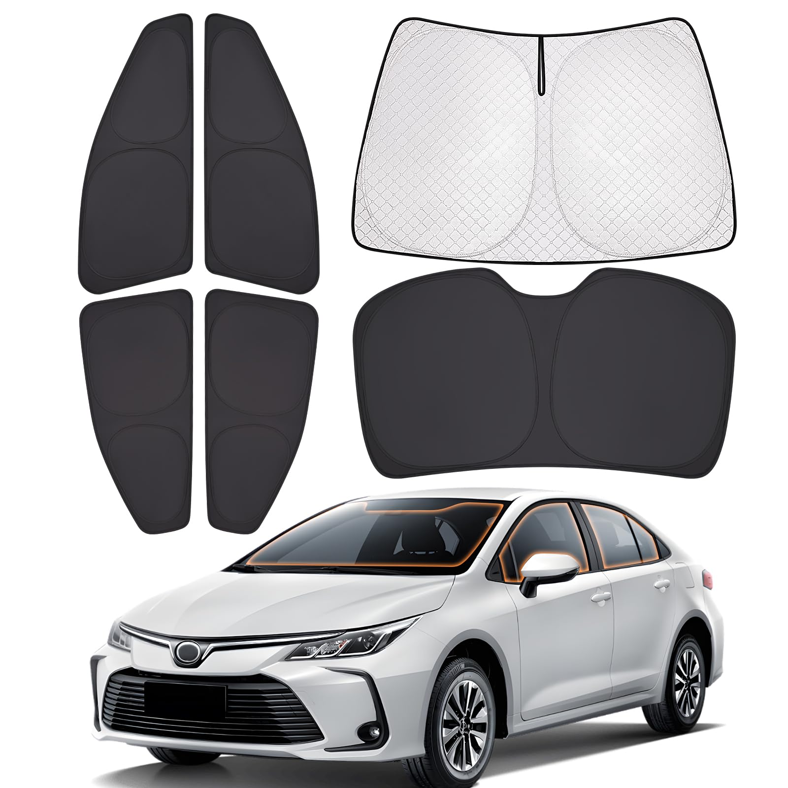 XCBYT 2019-2023 Corolla Window Shades | 6 Layers Thickened Car Window Covers | 2 in 1 Car Full Window Privacy Curtains | 100% Bl