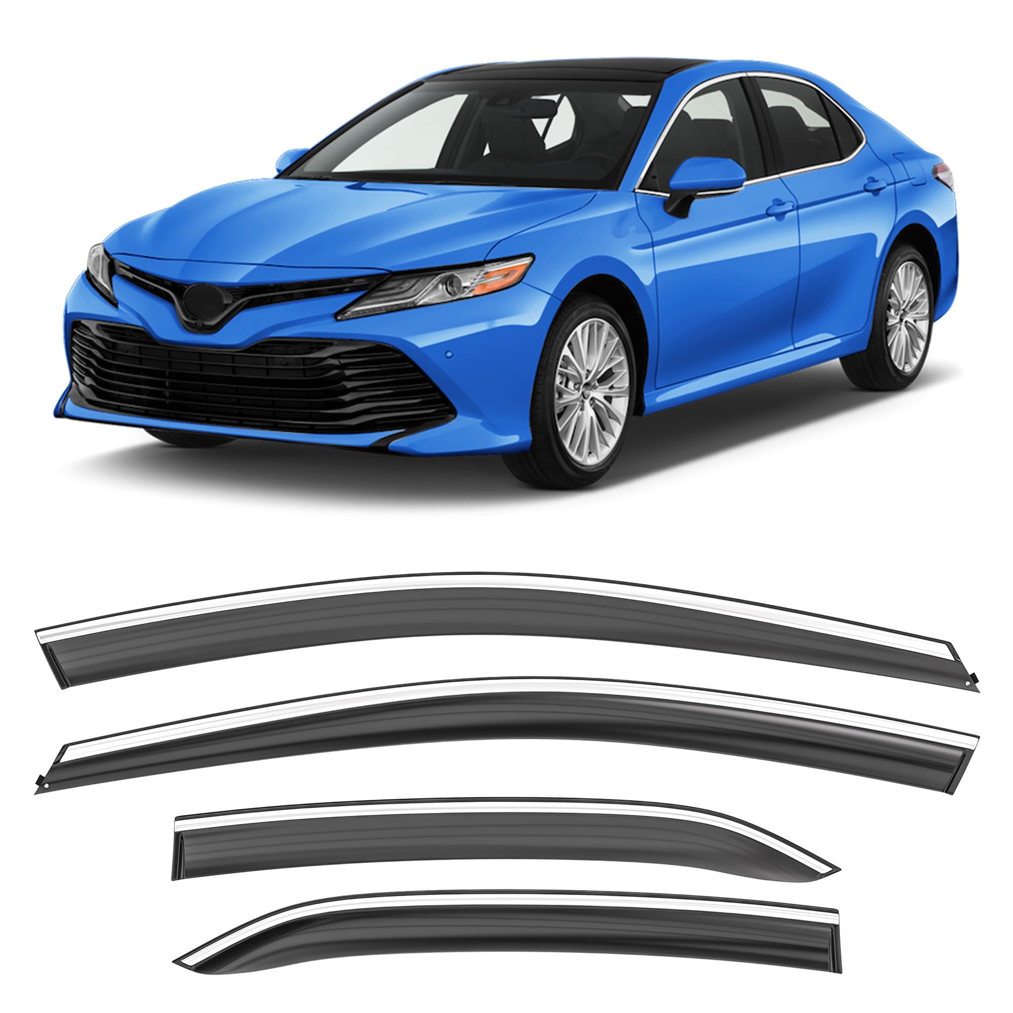 Hope You Ready Shatterproof Tape-On Window Rain Guards Fit For 2018-2024 Toyota Camry, Extra Durable Window Deflectors, Vent Win