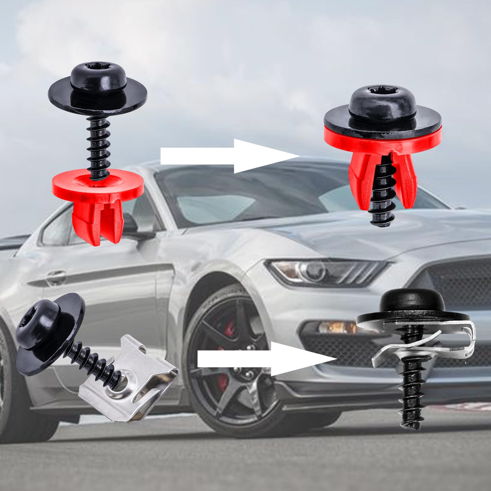 Middrivr 10 Sets Engine Splash Shield Guard Undertray Cover Screws Bolt Nut Clip Kit, Screws Bolt Nut Clip Kit Fit For Ford Focu