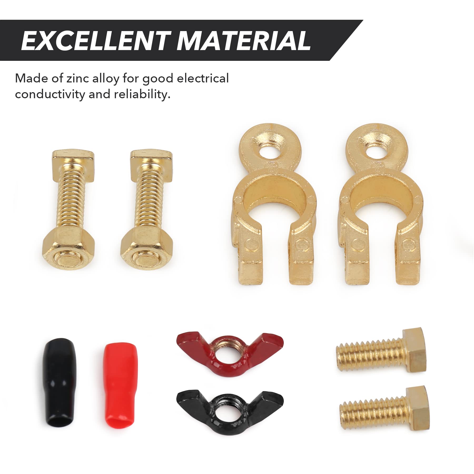 Singaro Car Battery Terminal Connector, Pure Copper Cable End Top Post Clip Positive And Negative Pole, Applicable To Automobile, Truck, Rv And Yacht Accessories