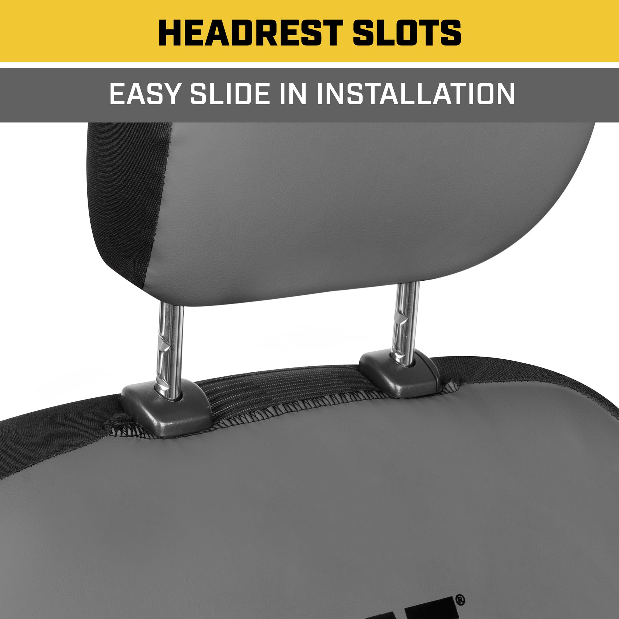 Cat FlexHybrid Car Seat Covers, Gray Premium Faux Leather + Mesh Seat Covers for Cars Trucks SUV, Universal Fit Car Seat Covers