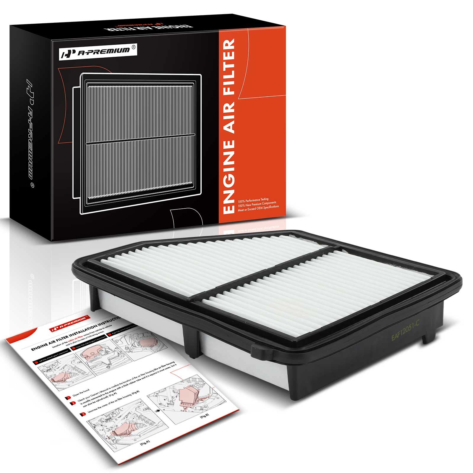 A-Premium Engine Air Filter Compatible With Honda Vehicles - Civic 2016 2017 2018 2019 2020 2021 2022 2023, Hr-V 2023 - Naturally Aspirated Only - L4 2.0L - Replace# 17220-5Ba-A00