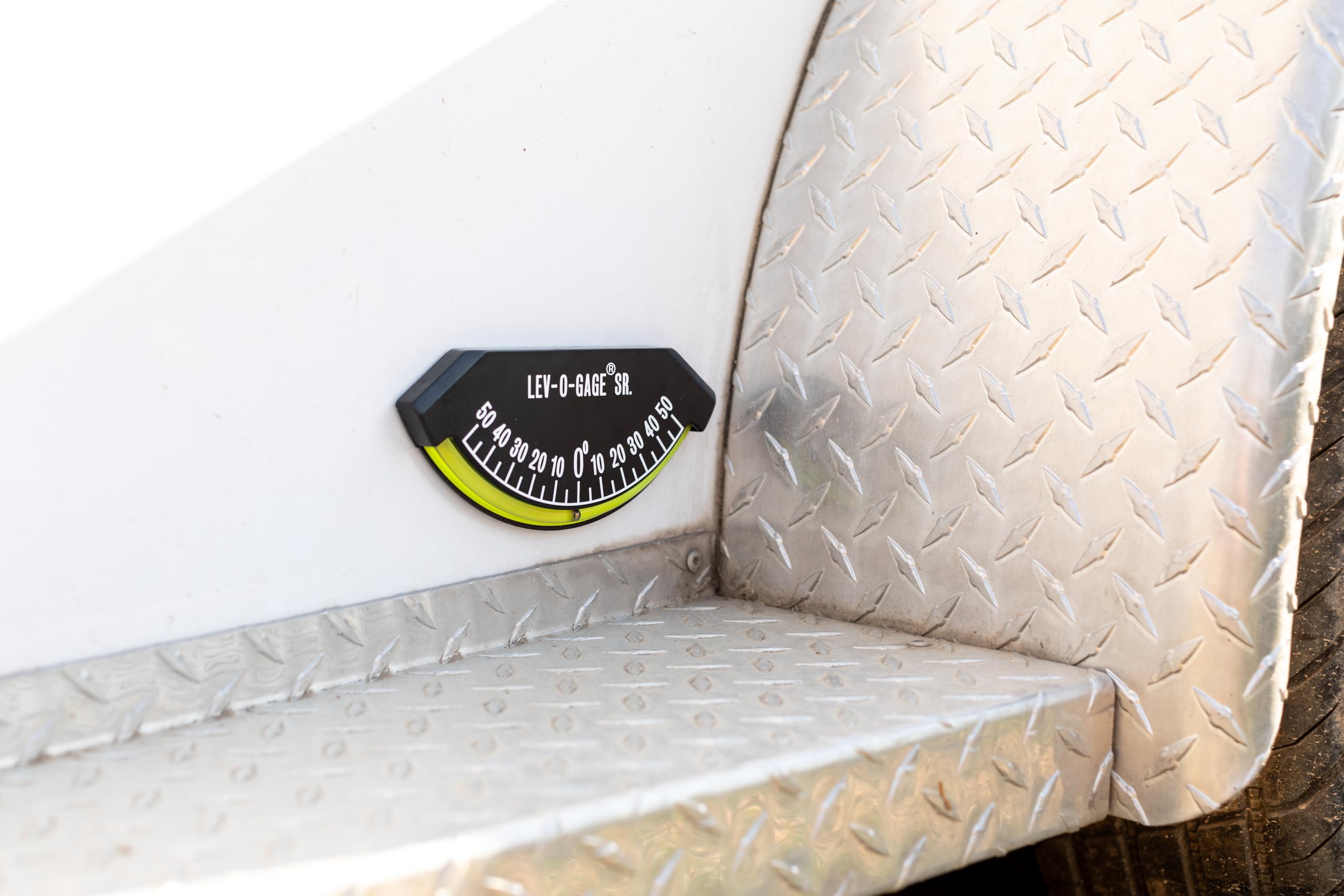 Sun Company Lev-o-gage Sr. Inclinometer and Tilt Gauge - Level for RV, Trailer, Camper, or 5th Wheel | Made in USA Leveling Gauge with High-Bond Adhesive