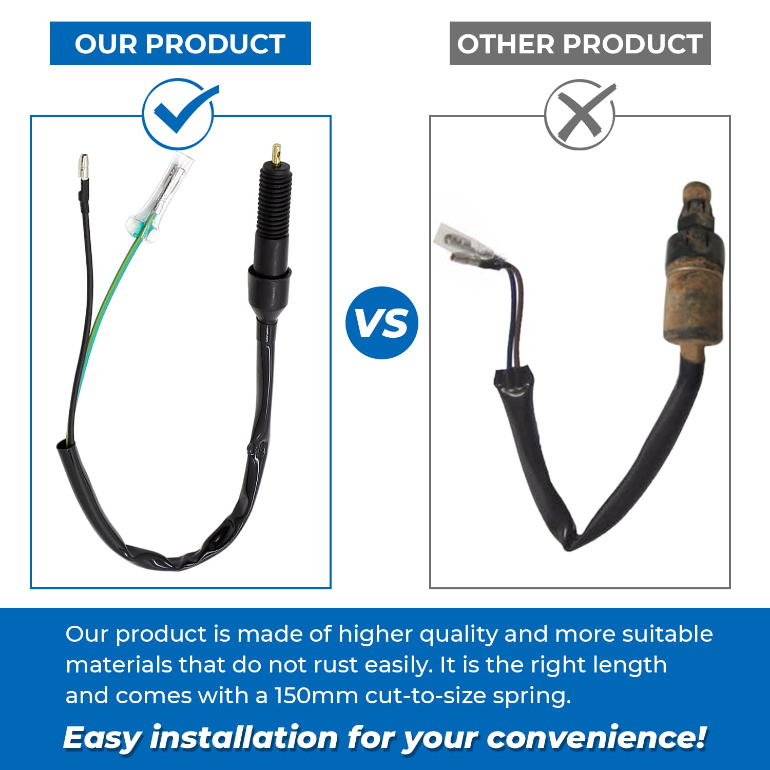 Alpha Rider Universal 2 Wire Rear Brake Light Switch Rear Brake Stop Light Switch for Honda Kawasaki Suzuki Yamaha & Most Motorc