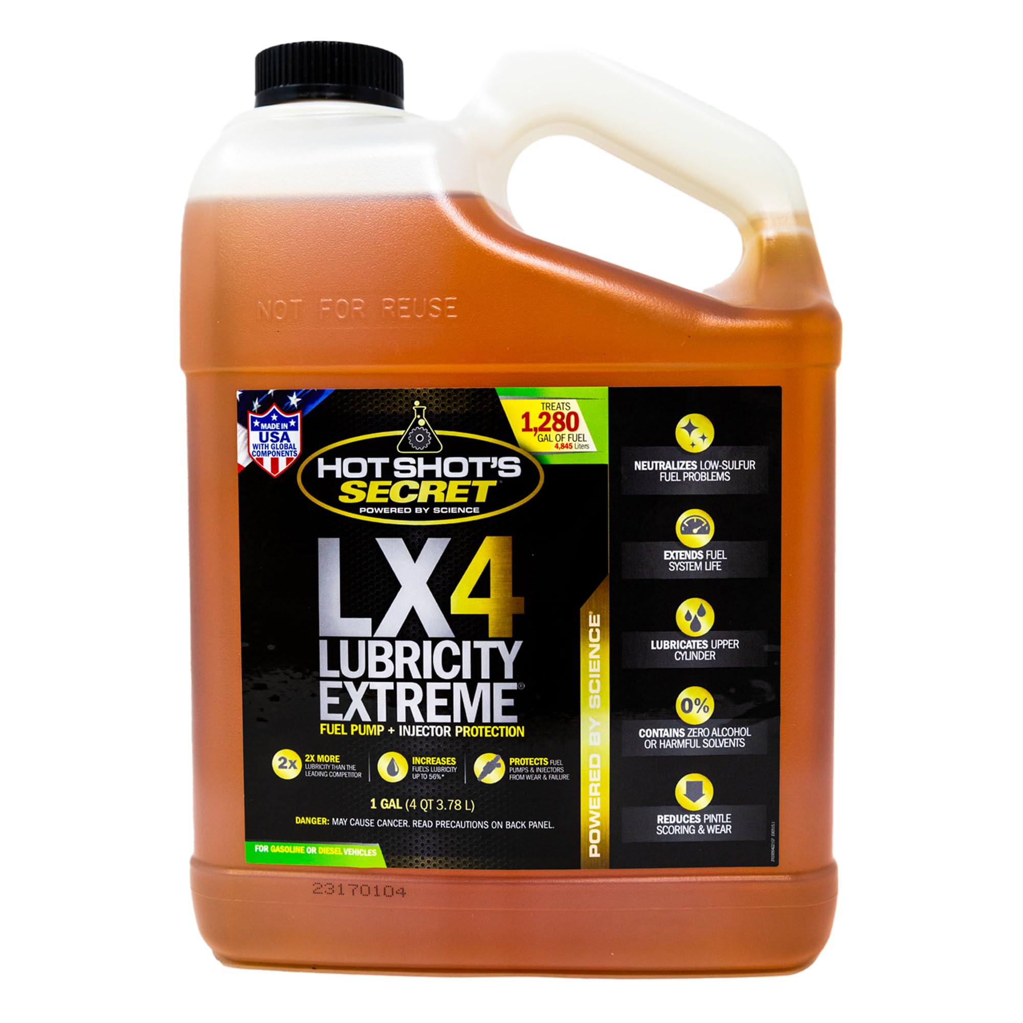 Hot Shot'S Secret Lx4 Lubricity Extreme 1 Gallon, Fuel Treatment For All Engines, Gasoline & Diesel Additive, Fuel Additive Incr