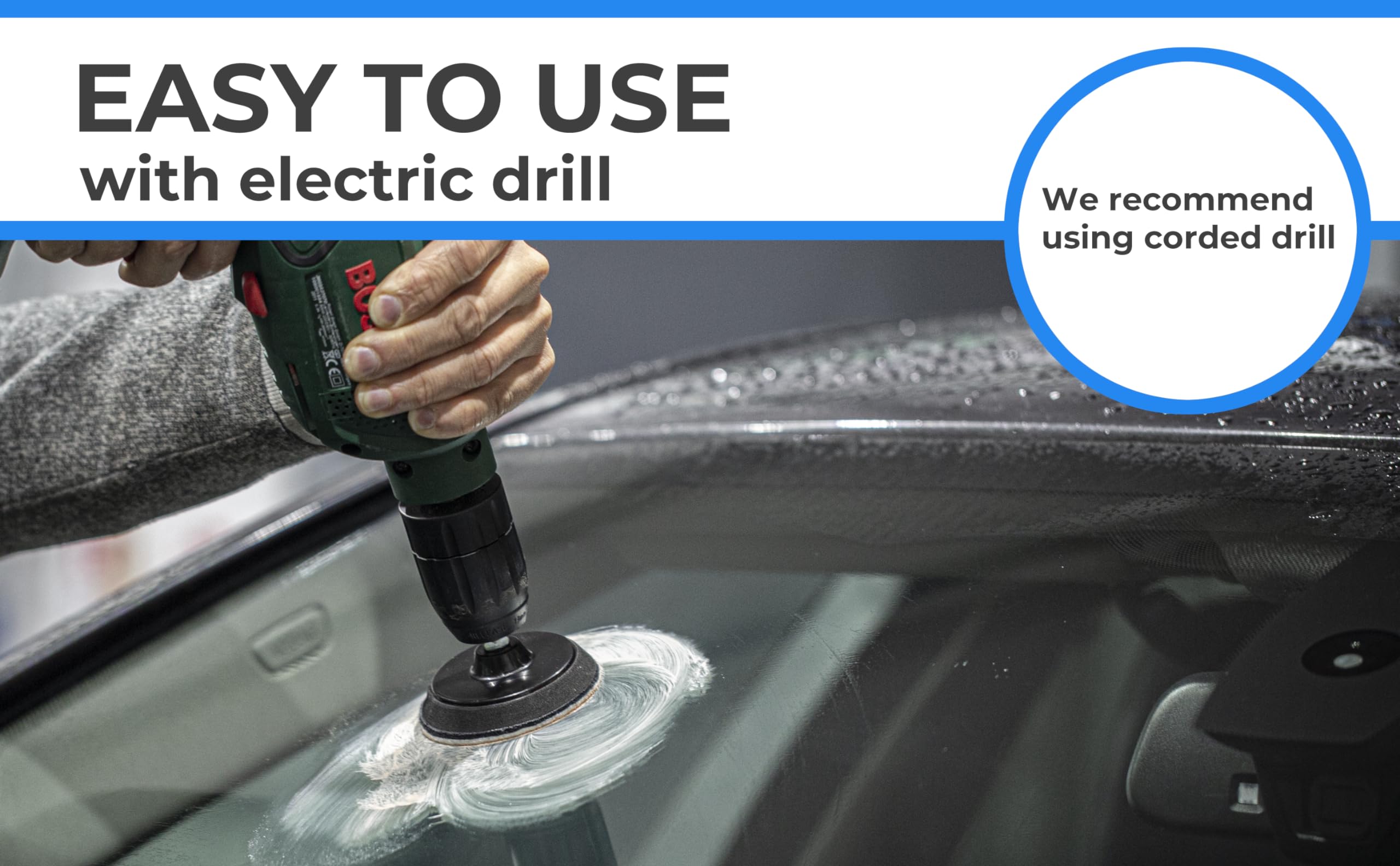 Glass Polish 21005 Diy Windscreen Polishing Kit For Automotive Glass Polishing -  3 Inch With Drill Attachment