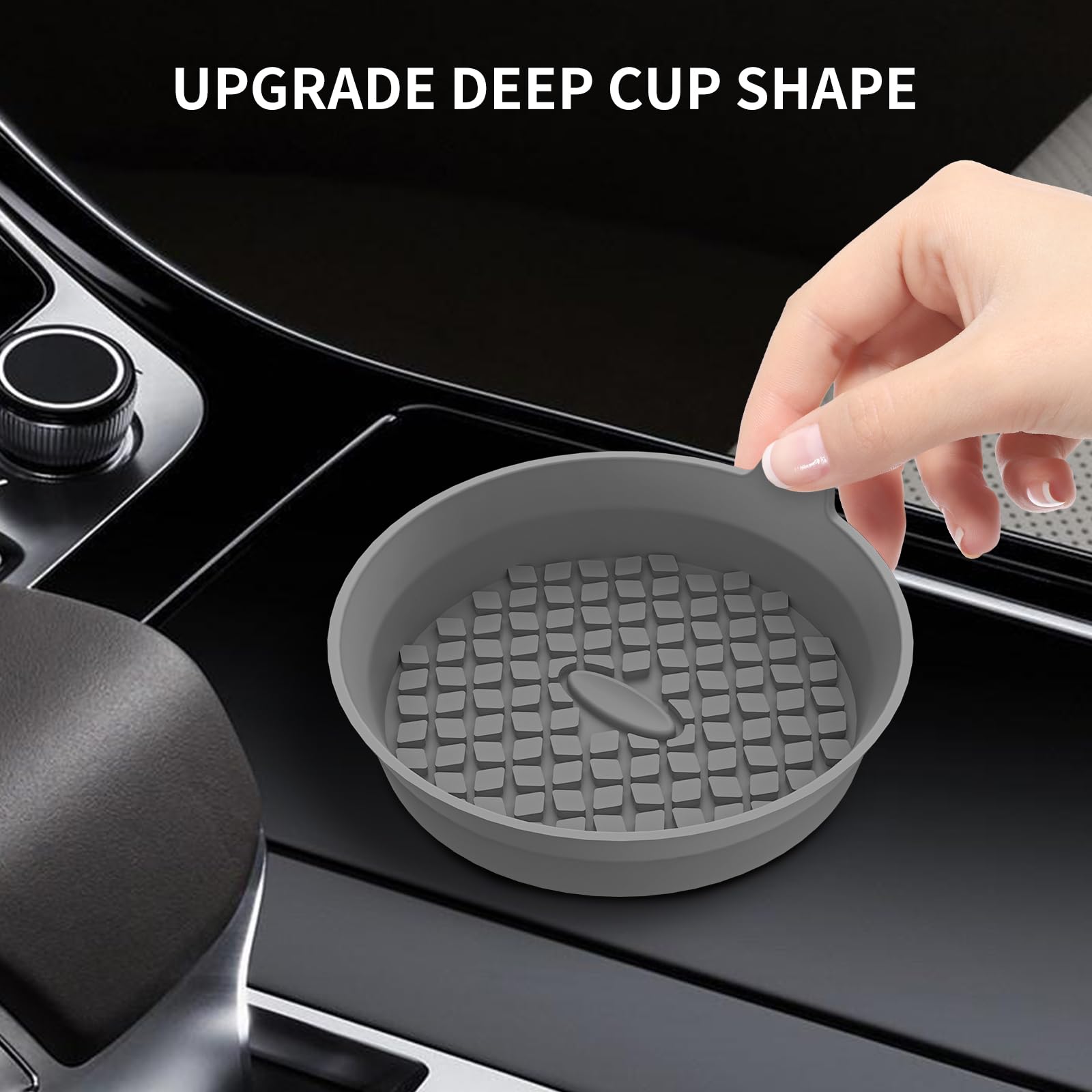 Me.Fan Car Cup Holder Coasters [4 Pack] Silicone Cups Mats, Automotive Universal Non-Slip Recessed Interior Accessories Dark Gre