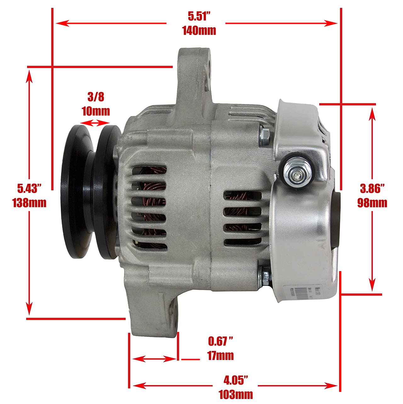 Rareelectrical New 16 Volt 60 Amp 1-Wire Mini Race Alternator Compatible With Hi Amp 8176 8166 2230 2231 2232 Type