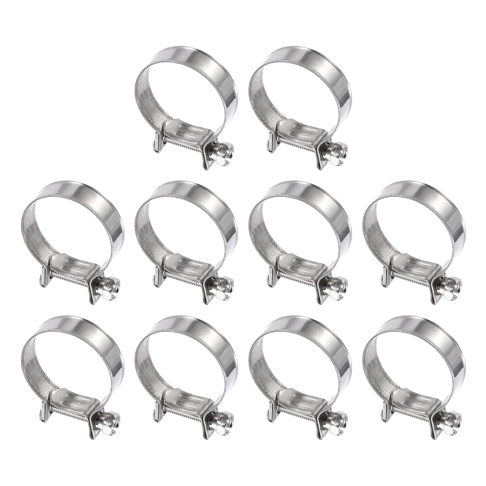 HARFINGTON 10pcs Fuel Injection Hose Clamp 27-29mm Adjustable 304 Stainless Steel Mini Gas Line Hose Clamp for Automotive Agricu