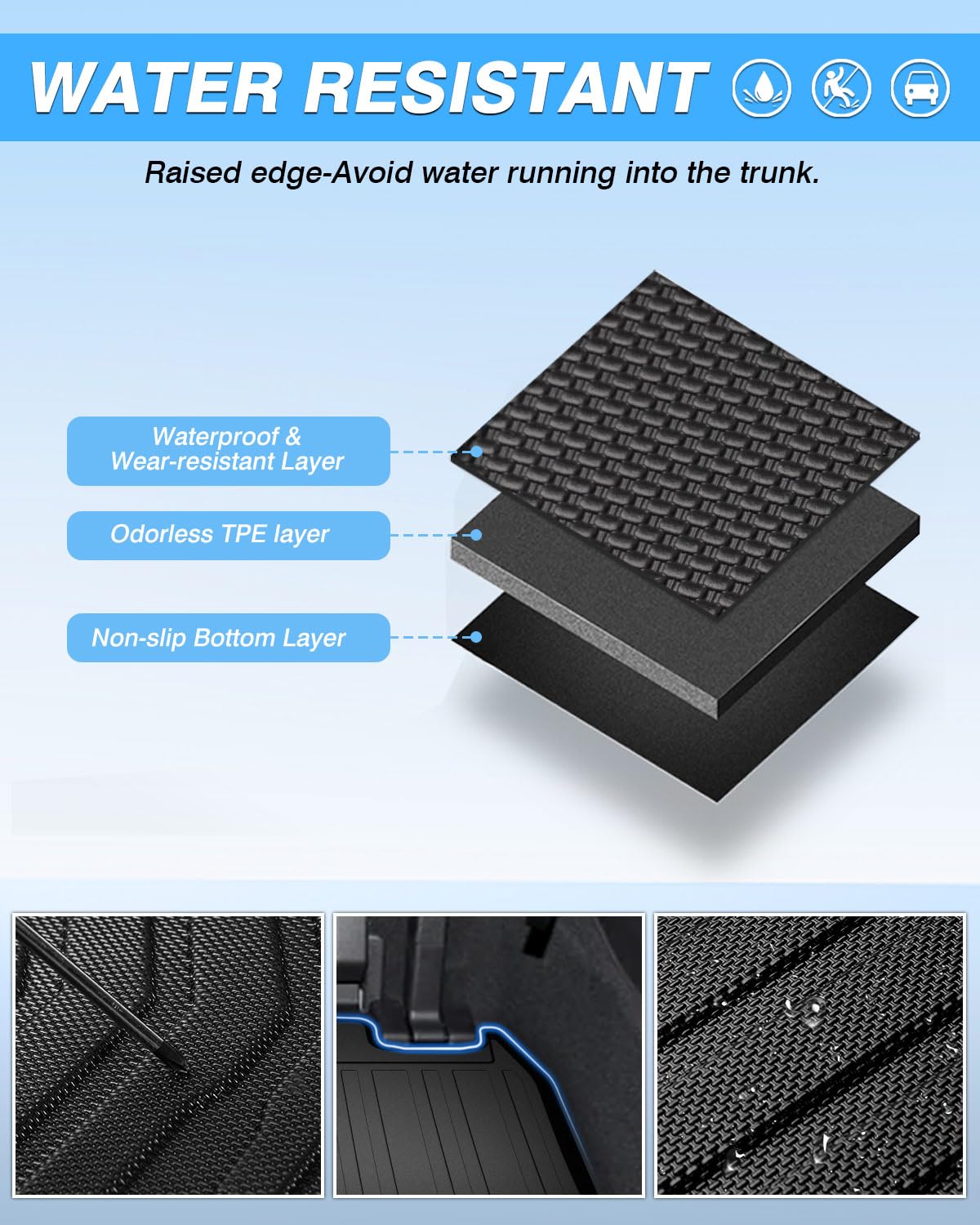 Powerty Cargo Mat For 2022-2025 Kia Carnival (Non-Hybrid) Accessories Trunk Mat Tpe All Weather Cargo Liner Heavy-Duty Trunk Lin