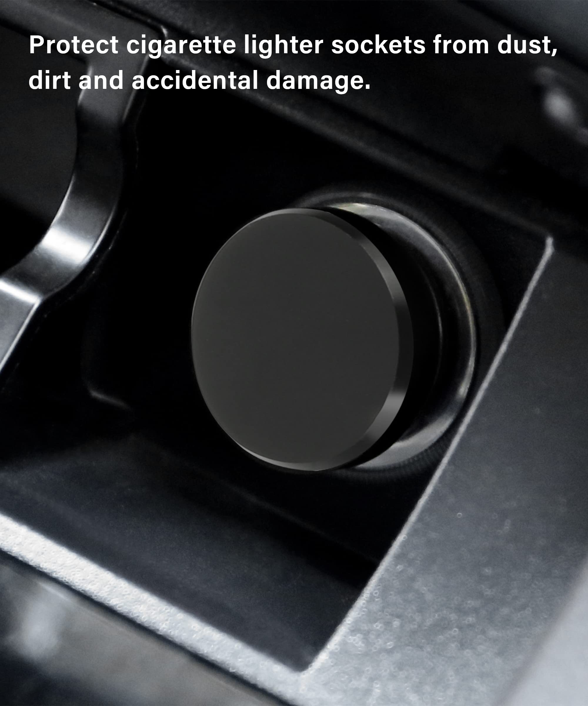 Yakefly Universal Cigarette Lighter Plug Cover,Aluminum Cigarette Lighter Socket Cover Cap,Dustproof Car Cigarette Lighter Plug Parts,Waterproof Dustproof Plug,Aluminum Plugs Car Decoration (Black)