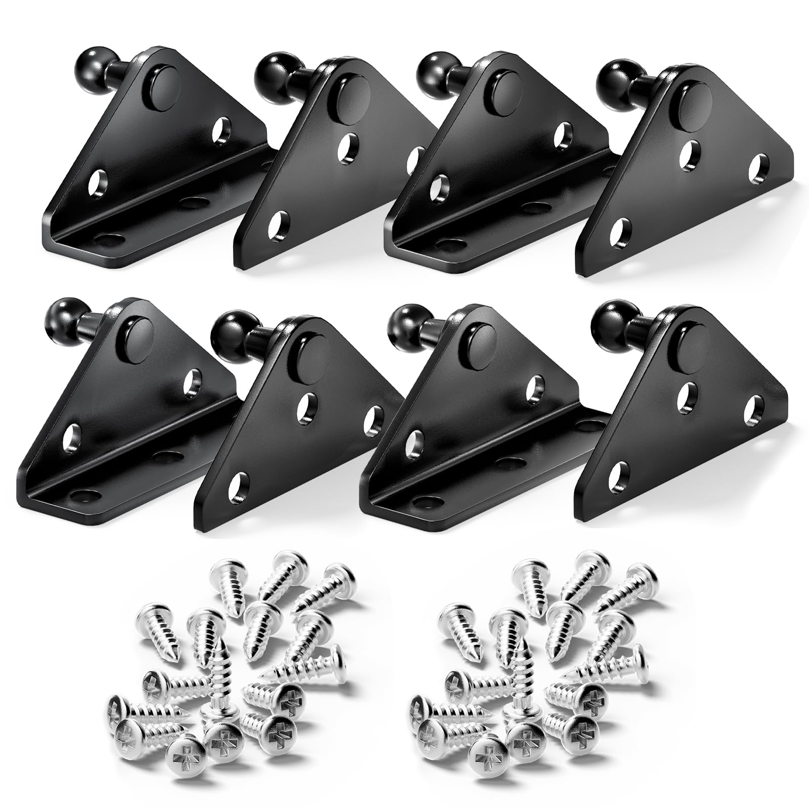 Vepagoo 10Mm Ball Stud Mounting Bracket For Gas Shock Spring Strut Prop Lift Support With 4Pcs L-Type, 4Pcs Flat-Type And 32Pcs