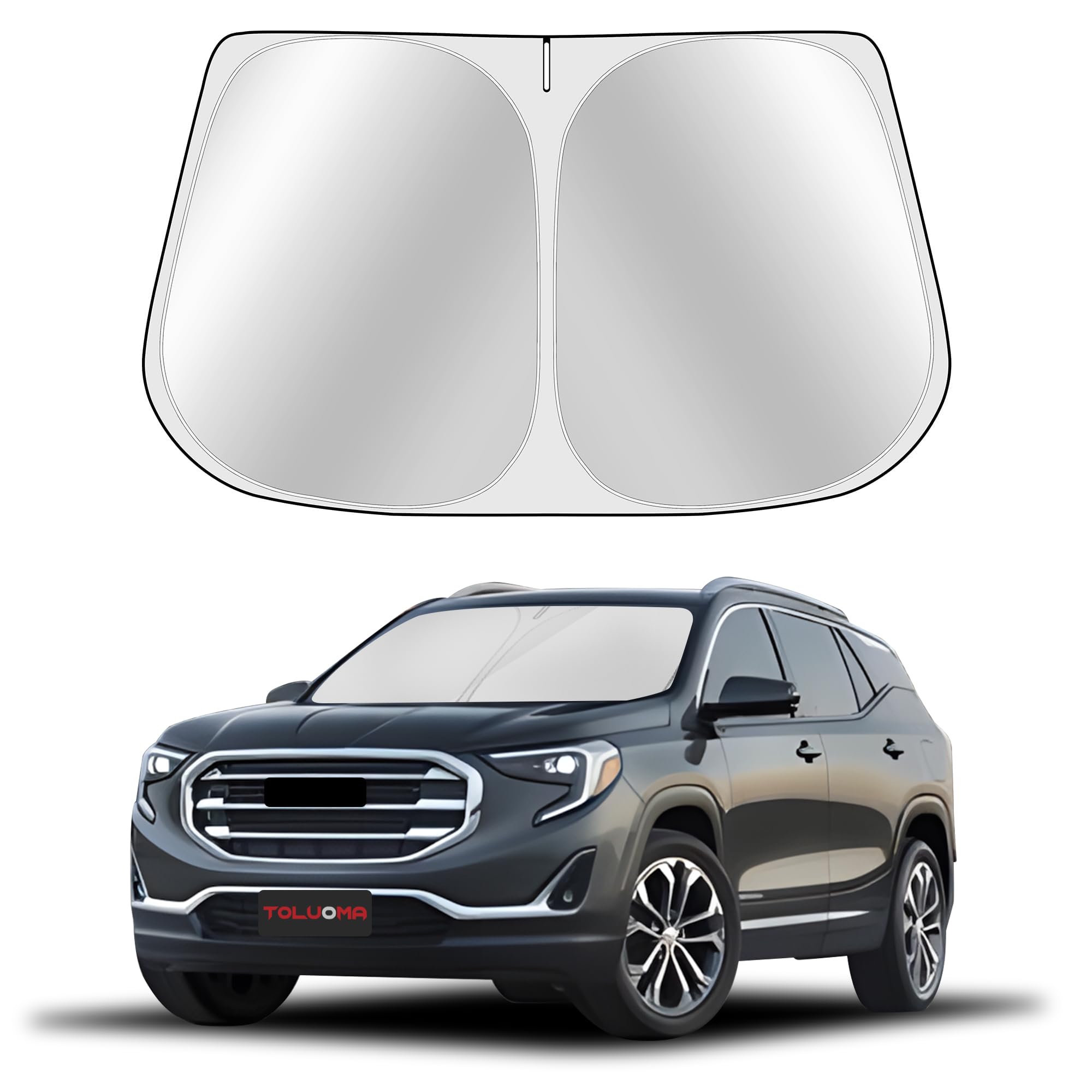 Toluoma Custom Fit Windshield Sun Shade For Gmc Terrain 2018-2025 - Full Coverage, 210T Reflective Fabric, Double-Layer Design -