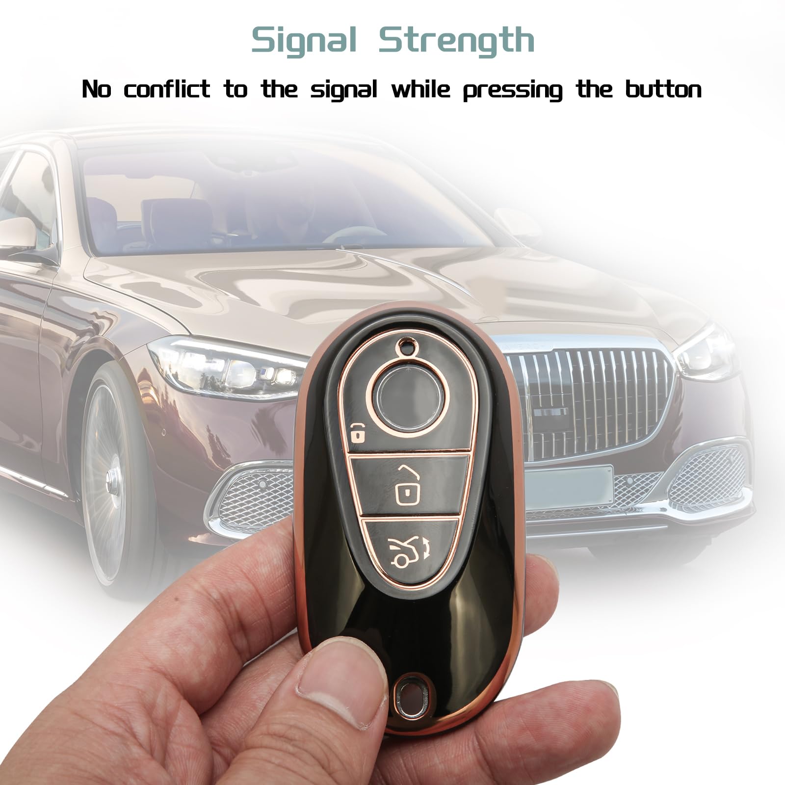Compatible with Mercedes Benz Key fob Cover with Keychain Case Key Shell Protector for 2020-2023 S-Class G-Class E-Class EQE EQS