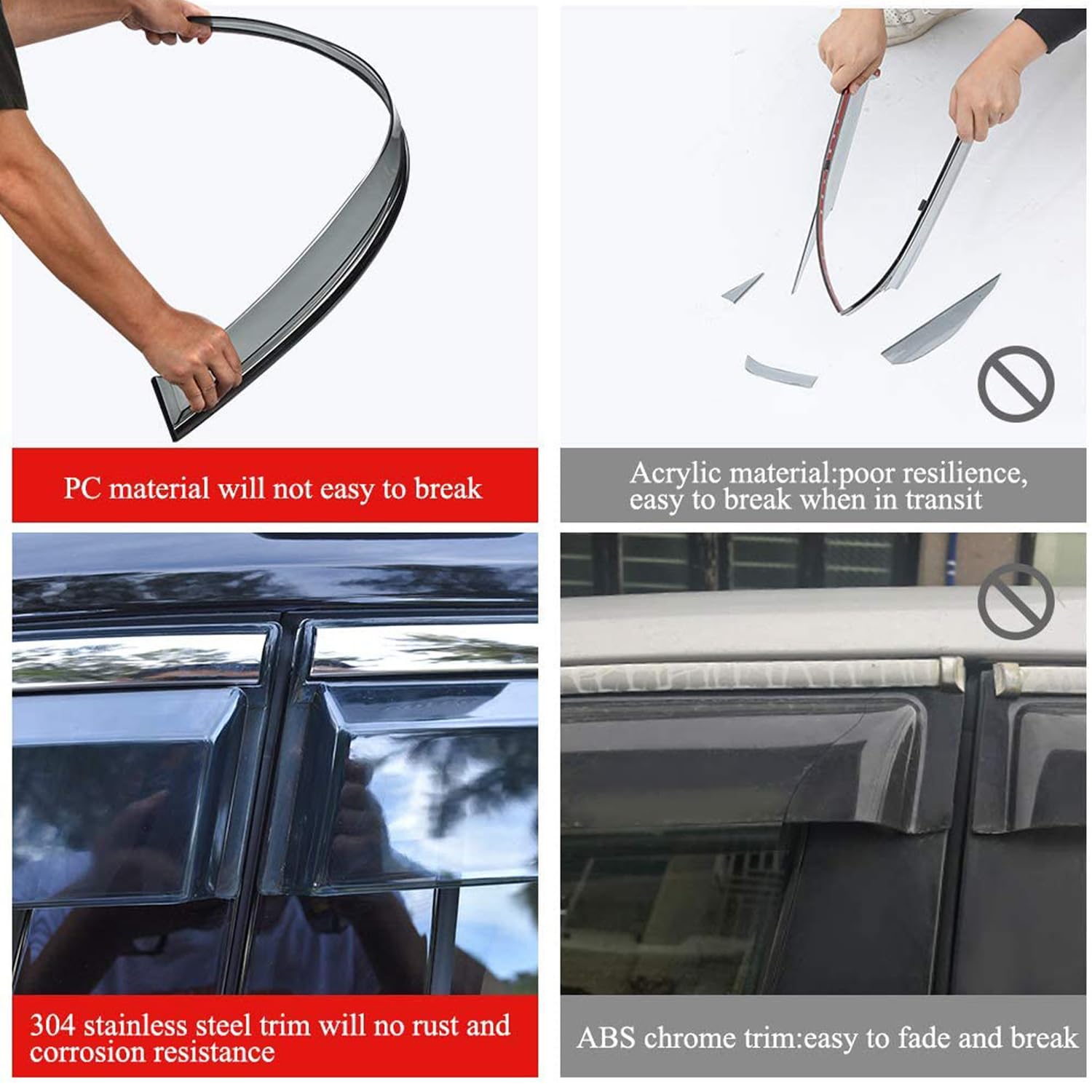 Vesul Window Visors Compatible With Mazda Cx-50 Cx50 2023-2025 Rain Guards Anti-Rain Window Visors With Tape 304 Stainless Steel