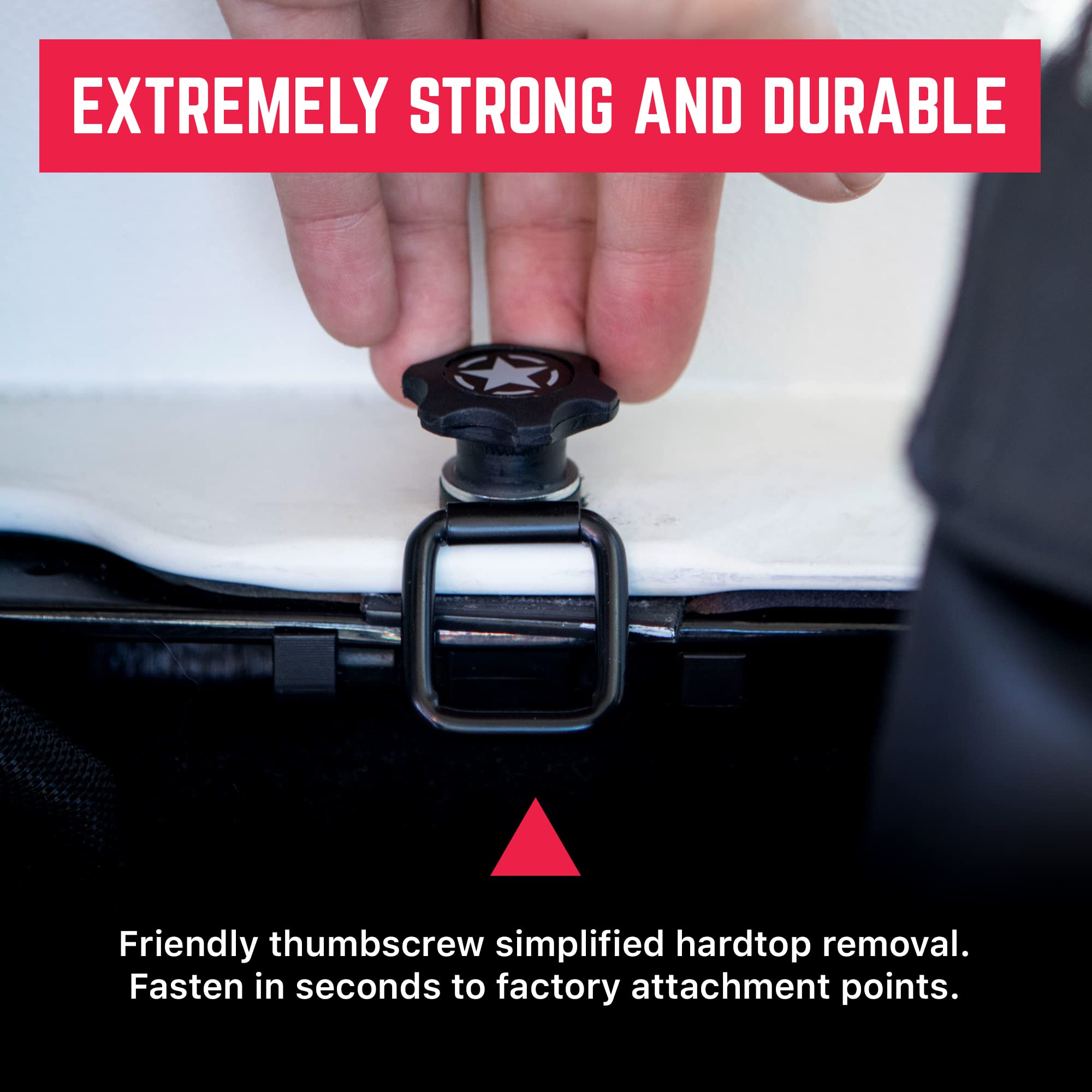 GPCA - GP Star Thumb Screws and D-Rings Set, Easy-to-Install M8 Bolt & Tie Downs, for Quick Cargo Cover Installation, Jeep Wrang