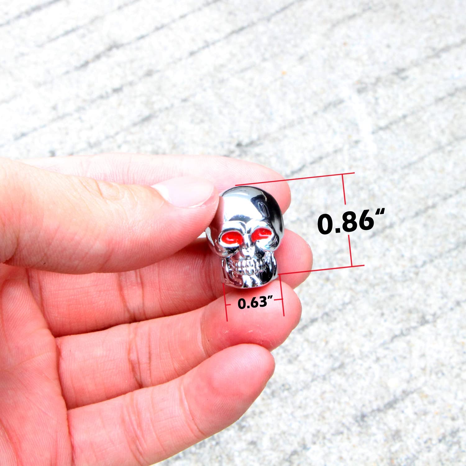 Dsycar Chrome Skull Tire Valve Caps Antirust Copper Core Air Caps Cover, Cool Valve Stem Caps For Cars, Suvs, Bike, Trucks And Motorcycles