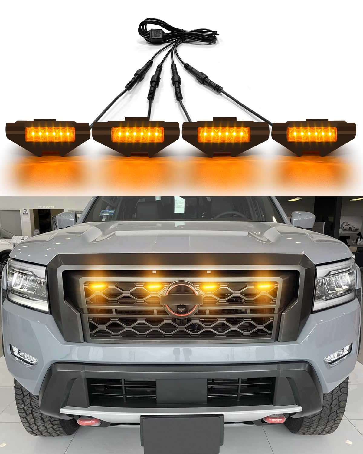 Led Grille Lights For 2022 2023 2024 Nissan Frontier Grill Lights For Frontier S Sv Pro4X Oem Grill Raptor Lights Amber