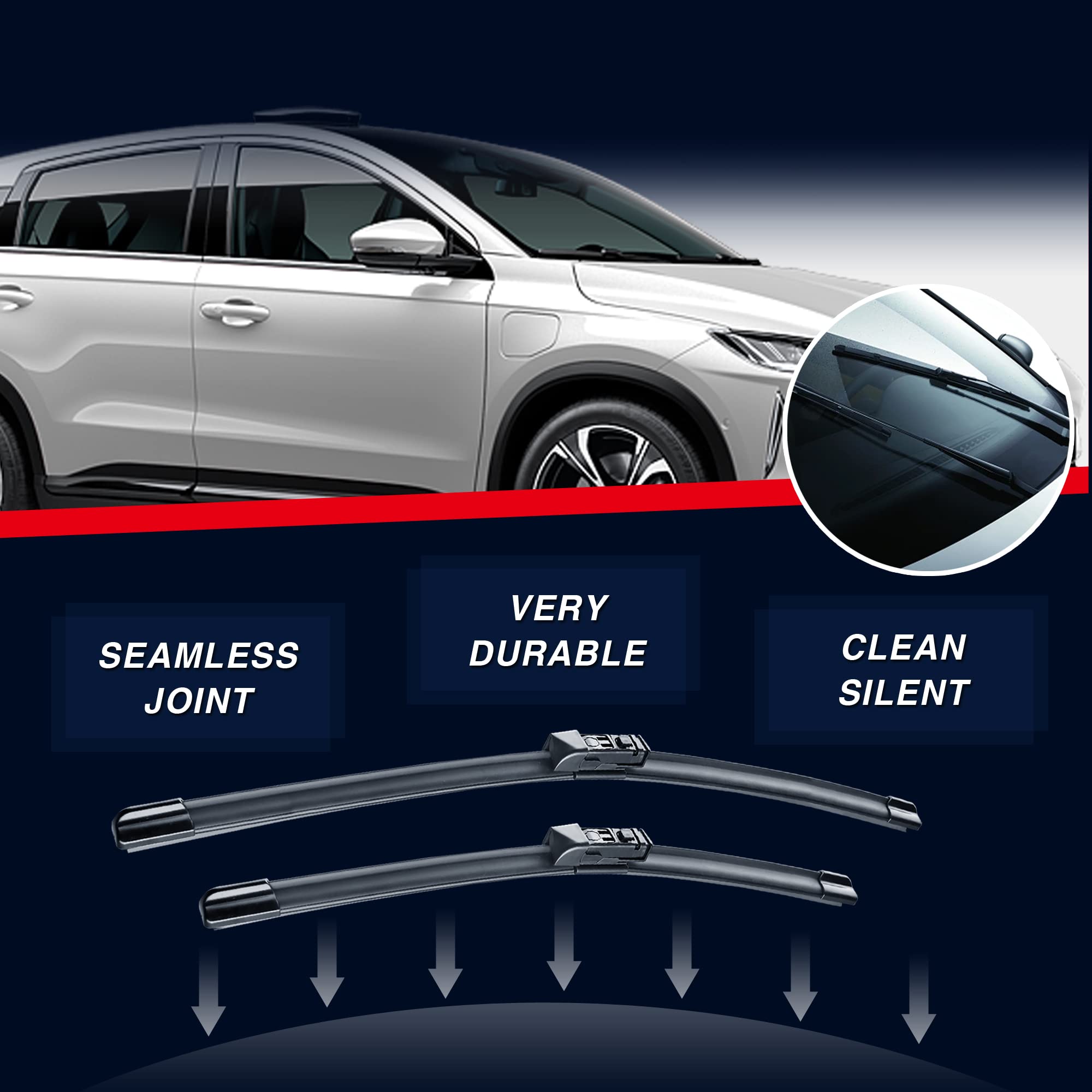 24''+18'' Windshield Wiper Blades Replacement For Mazda Cx-5 Cx-9 2023 2022 2021 2020 2019 2018 2017 Mazda6 2021-2018 Original F