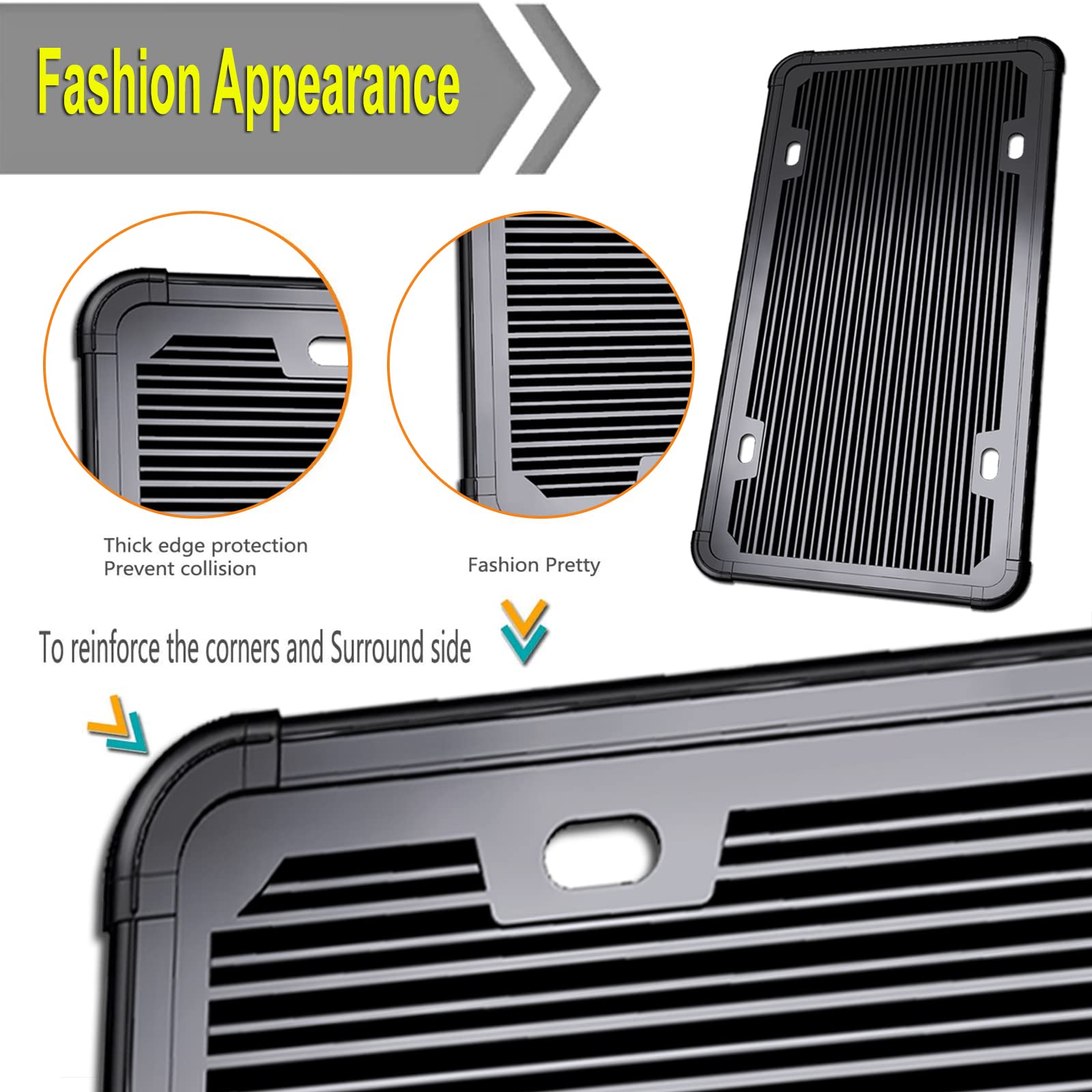 Zxfoog Black License Plate Frame- Silicone License Plate Cover Holder For Front Or Rear Car Tag, Rustproof Rattle Proof With Mou