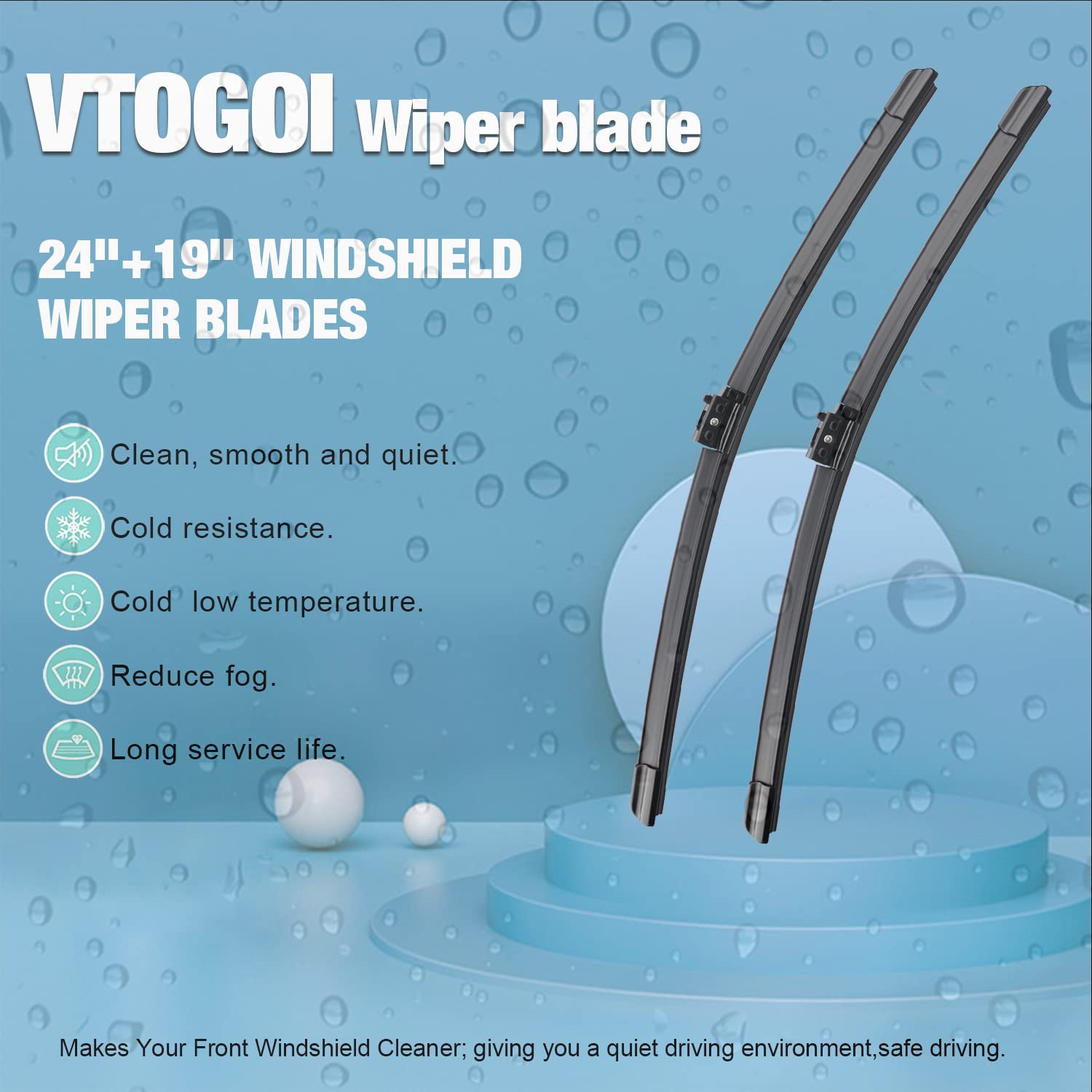 Vtogoi Wiper Blades With Rear Wiper Blades Set For 2016-2020 Mercedes-Benz Gla250,Automotive Replacement Windshield Wiper Blades