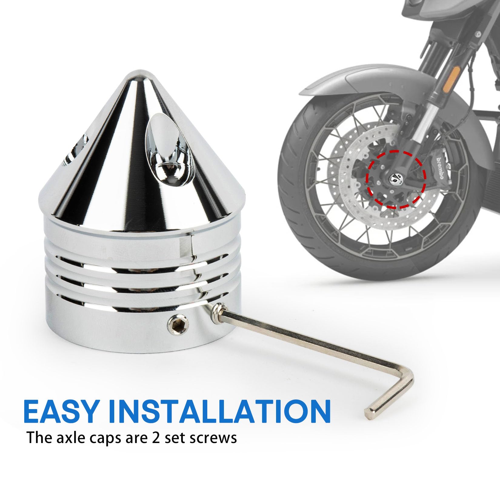 Front Axle Caps, Psler Motorcycle Front Axle Nut Cover Cap For Softail Road King Street Electra Glide Fat Boy Iron 883, Cnc Alum