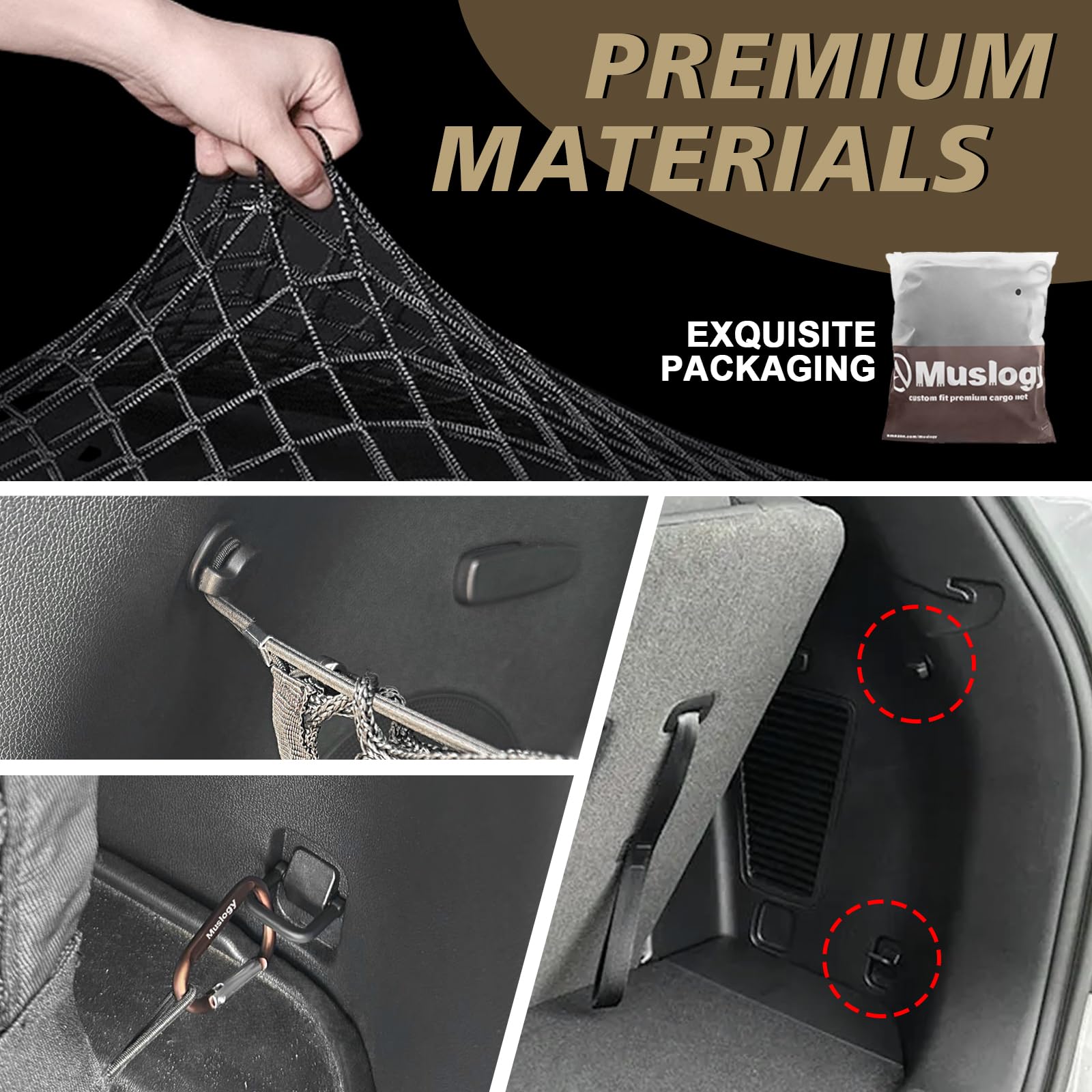 Muslogy Envelope Style Trunk Cargo Net Compatible With 2021-2024 2025 Kia Sorento Accessories Custom Fit Trunk Organizer Upgrade