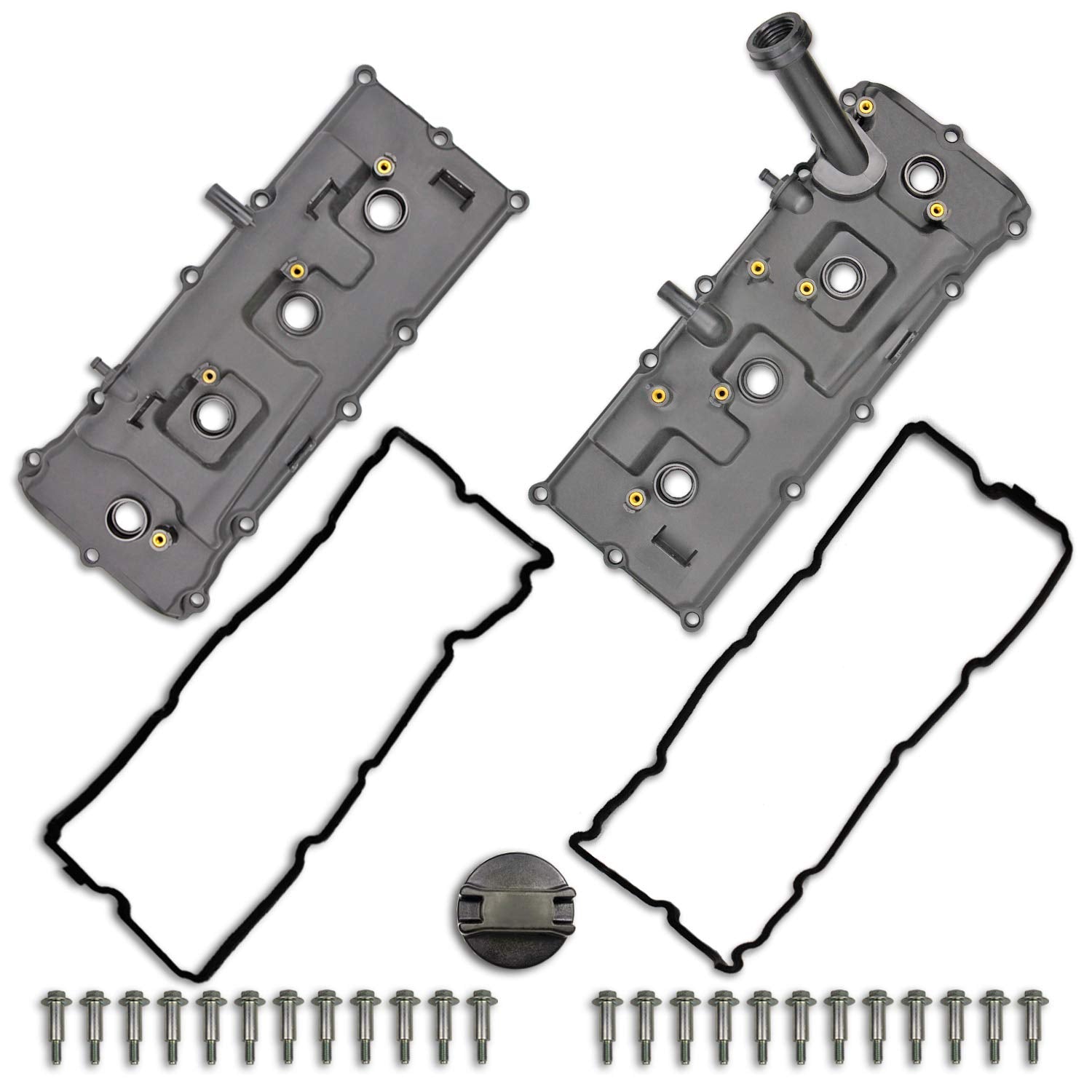 Valve Cover Set With Bolts & Oil Cap & Gaskets & Spark Plug Tube Seals & Pcv Valve Compatible With 2004-2016 Nissan Armada Nv2500 Nv3500 Pathfinder Titan Infiniti Qx56 5.6L # 13264-Ze01A 13264-Ze00A…