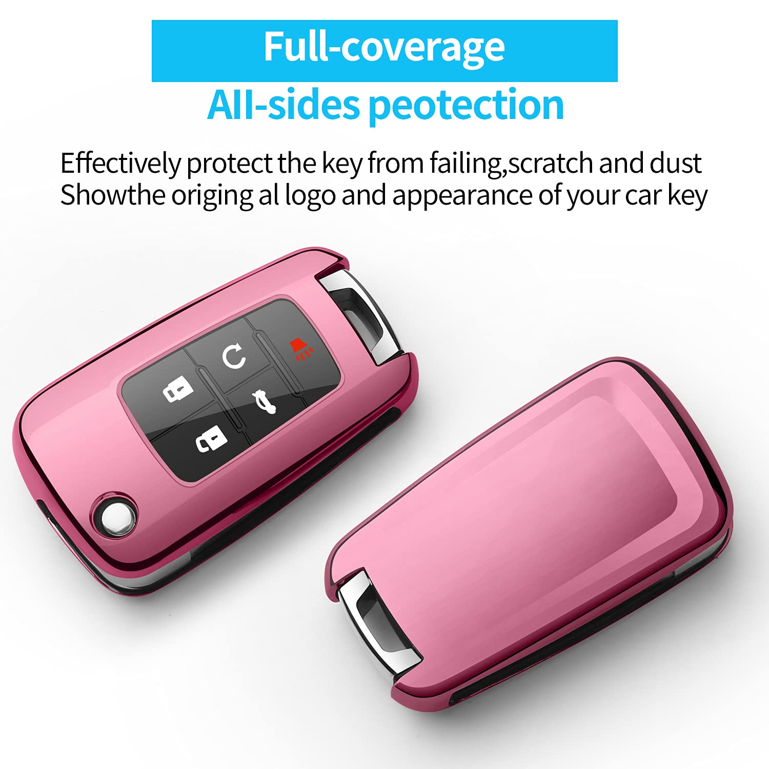 Tukellen For Chevrolet Key Fob Cover Premium Soft Tpu Full Protection Key Shell Case Compatible With Chevy Camaro Cruze Impala E