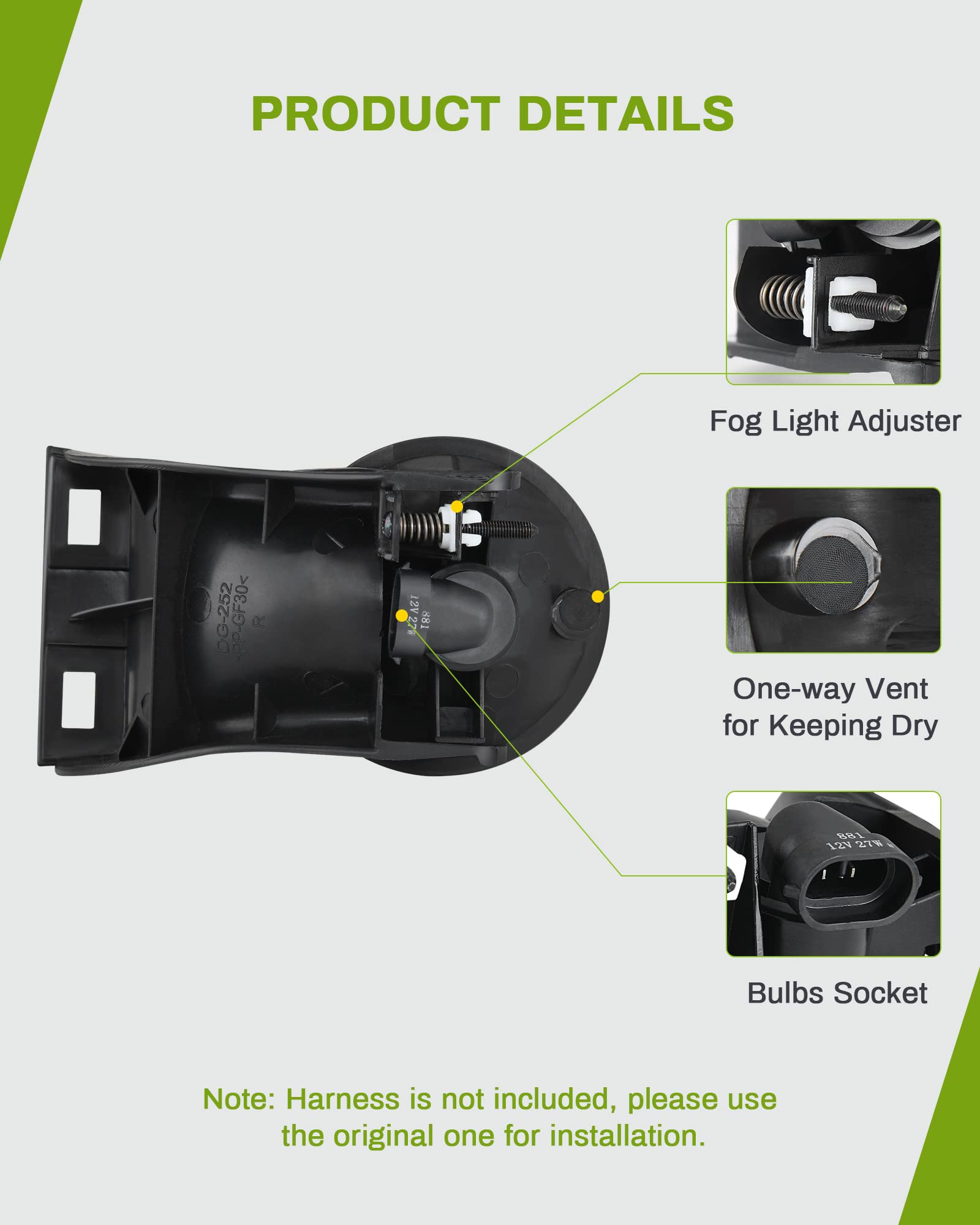 Autosaver88 Fog Lights Compatible With 94 95 96 97 98 99-01 Dodge Ram 1500 1994 1995 1996 1997 1998 1999 2000 2001 2002 Dodge Ram 2500 3500 Fog Lamps Replacement (Only Fit Without Sport Package Model)