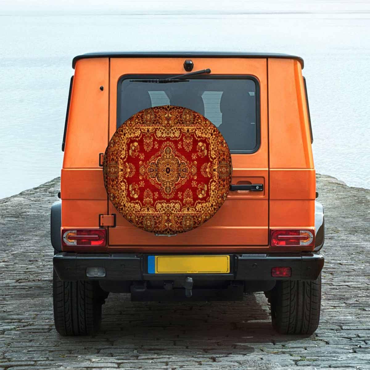 Carpet Texture Spare Tire Cover for RV Trailer Wheel Protectors Weatherproof Polyester Tire Case for All Cars SUV Camper Travel