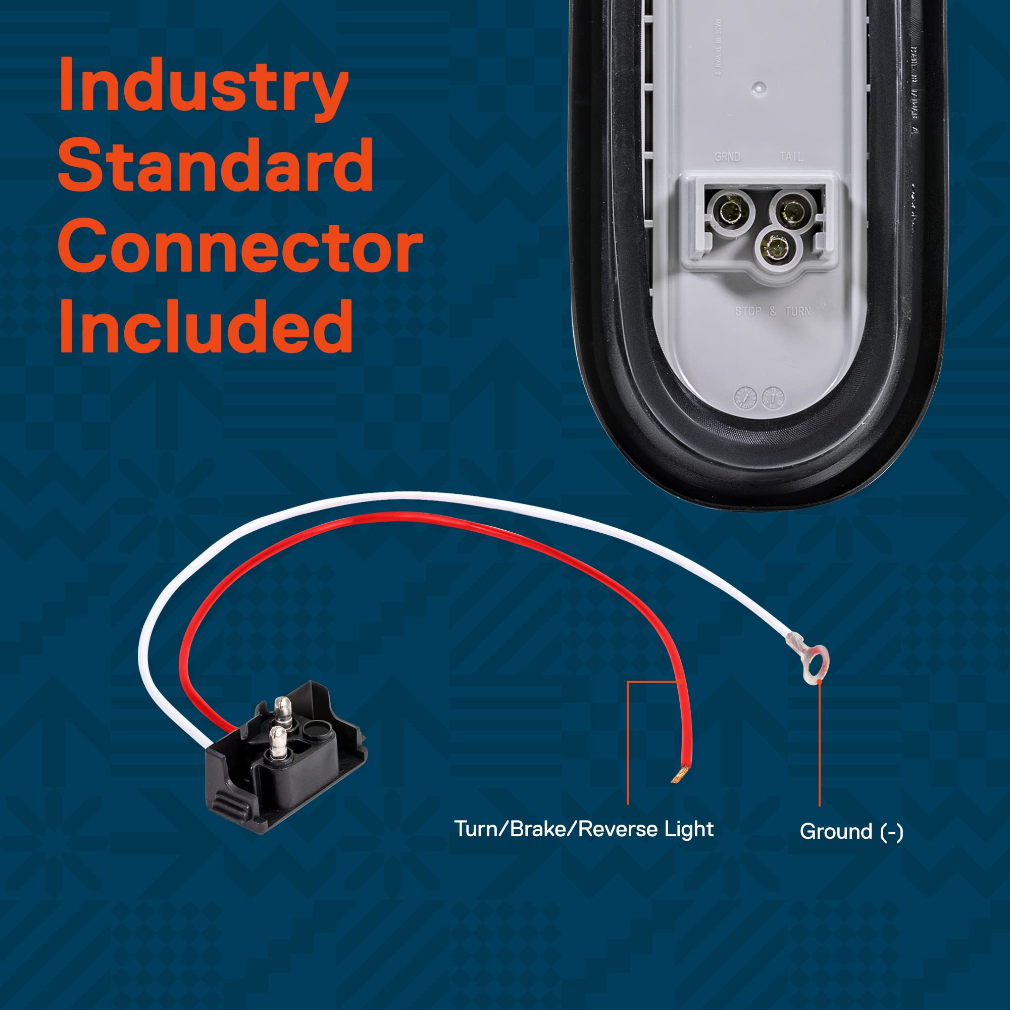 True Mods 2 Red + 2 Amber 6'' Oval Led Trailer Tail Light Kit [Dot Fmvss 108] [Grommets & Plugs] [Ip67 Waterproof] [Stop Turn Ta