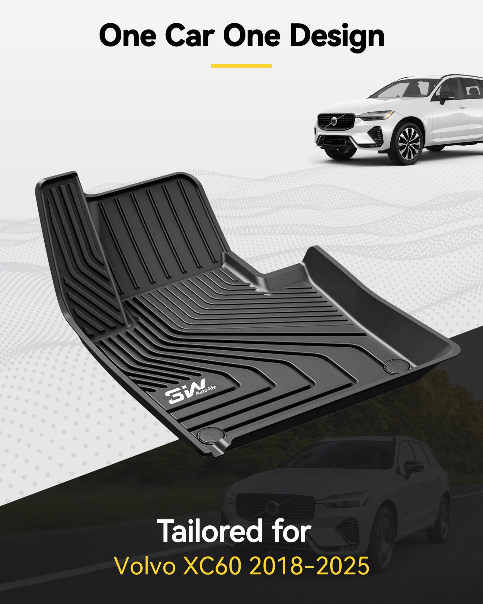 3W Floor Fit Volvo Xc60 2018-2024 2025 (Not For Hybrid) Tpe All-Weather Custom Fit T5 T6 Momentum Floor Liner For Volvo Xc60 1St