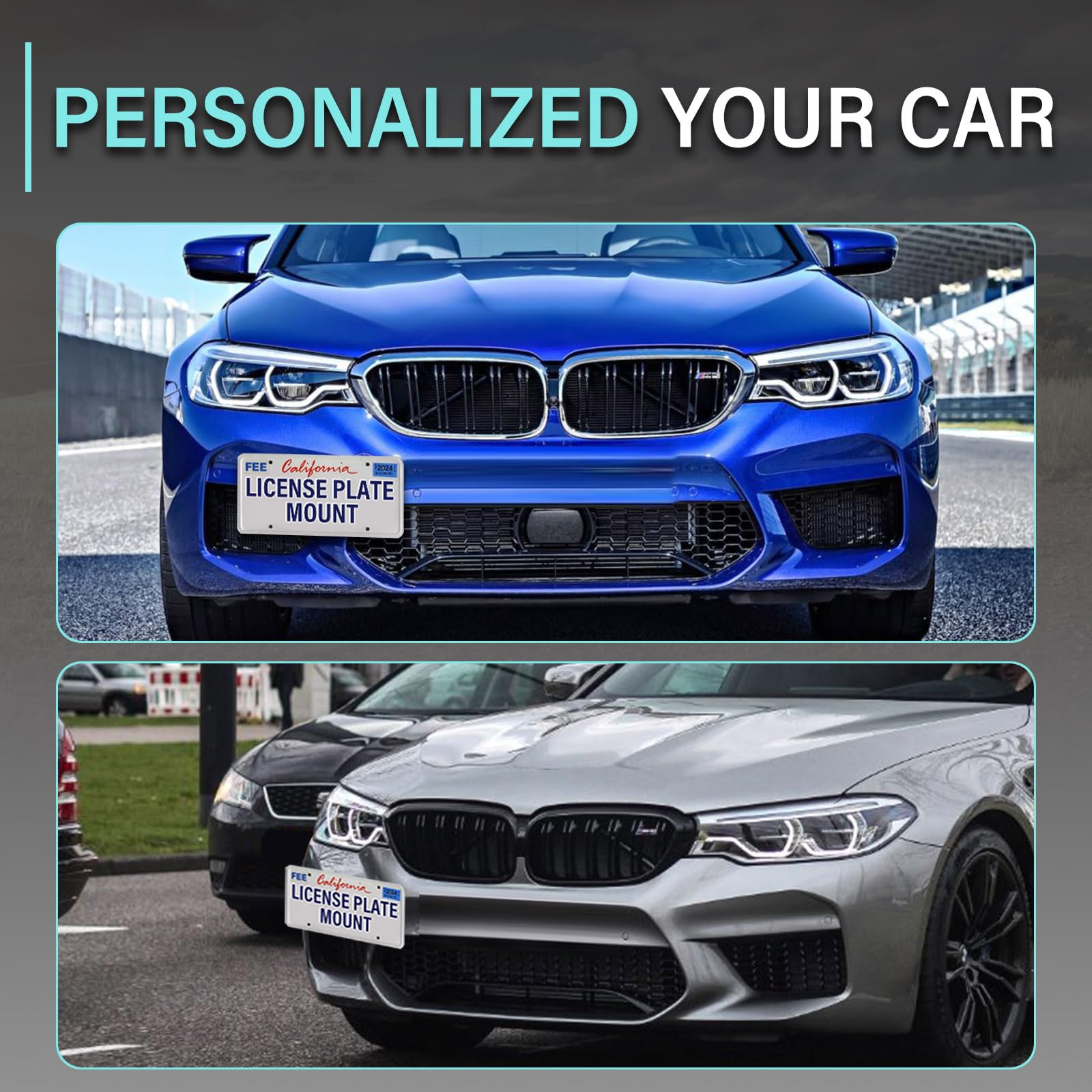 Front License Plate Holder Compatible with BMW M5 2017-2023 Front Bumper Tow Hook License Plate Mounting Bracket Holder No Drill
