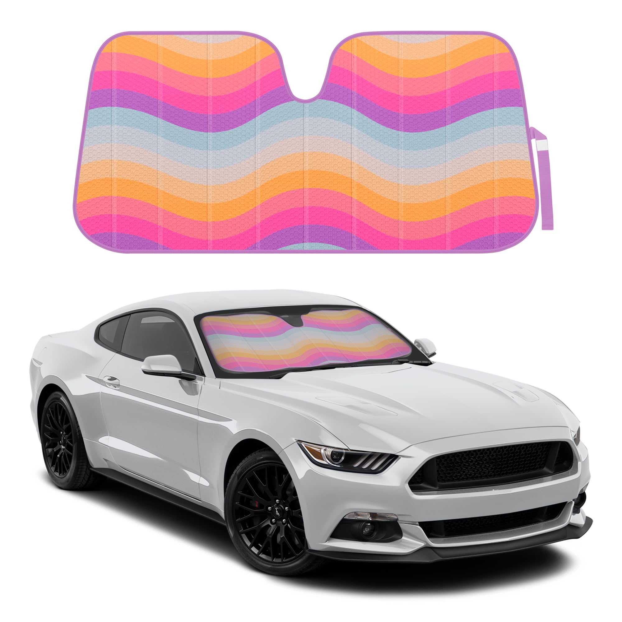 Bdk Retro Wave Automotive Windshield Sunshades Accordion Folding Style - Windshield Sun Shade Auto Shade For Cars Trucks Suvs Va