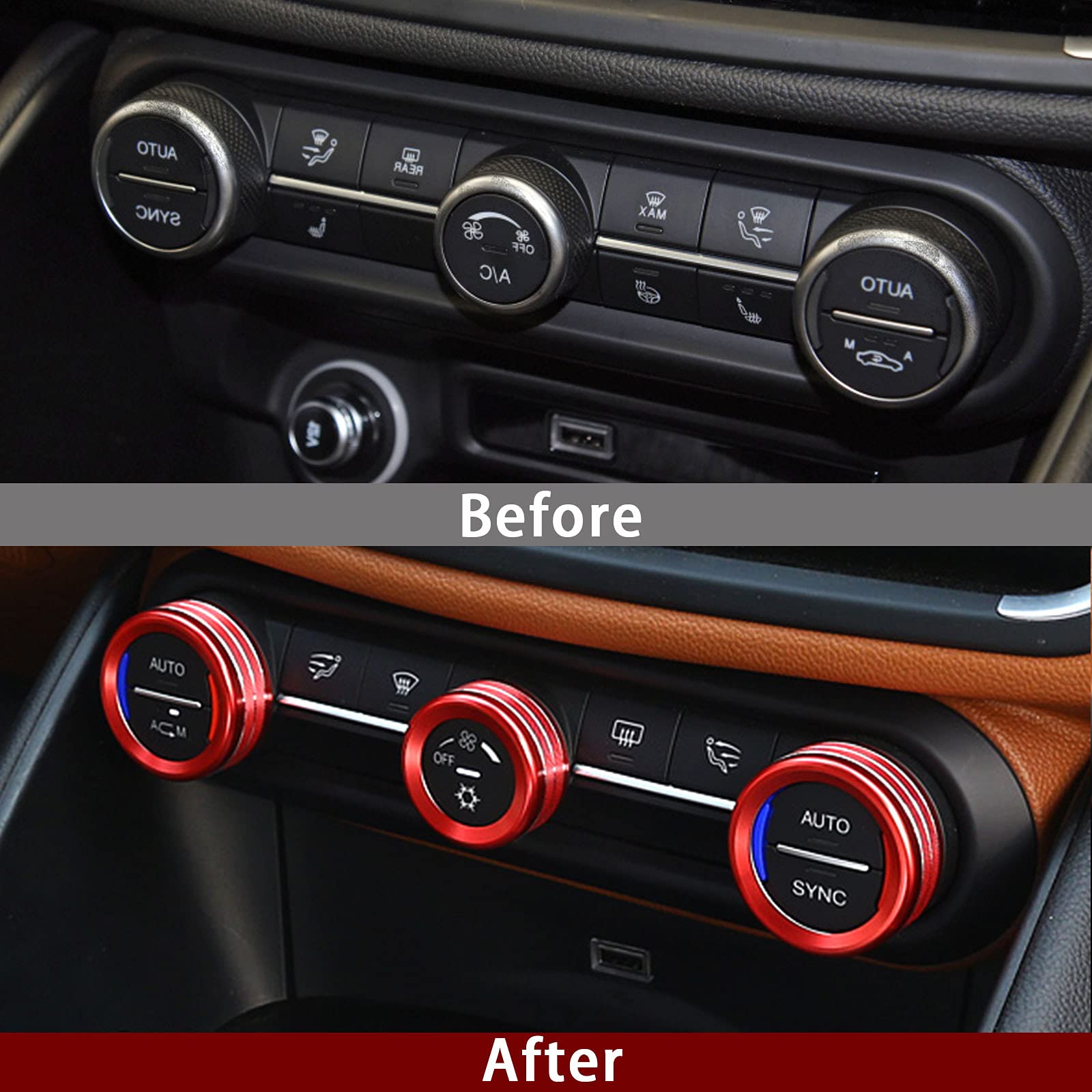 3Pcs Car Ac Knob Trim Air Conditioner Audio Cover Rotary Decoration Ring Sticker Decal Fit For Alfa Romeo Giulia 952 Stelvio 949