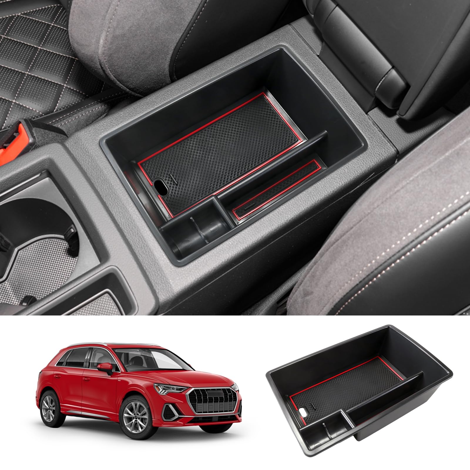 ZCLINKO 2019-2025 Auid Q3 F3 Center Console Organizer Armrest Storage Box Insert Tray Armrest Console Organizer 2024 2025 Auid Q