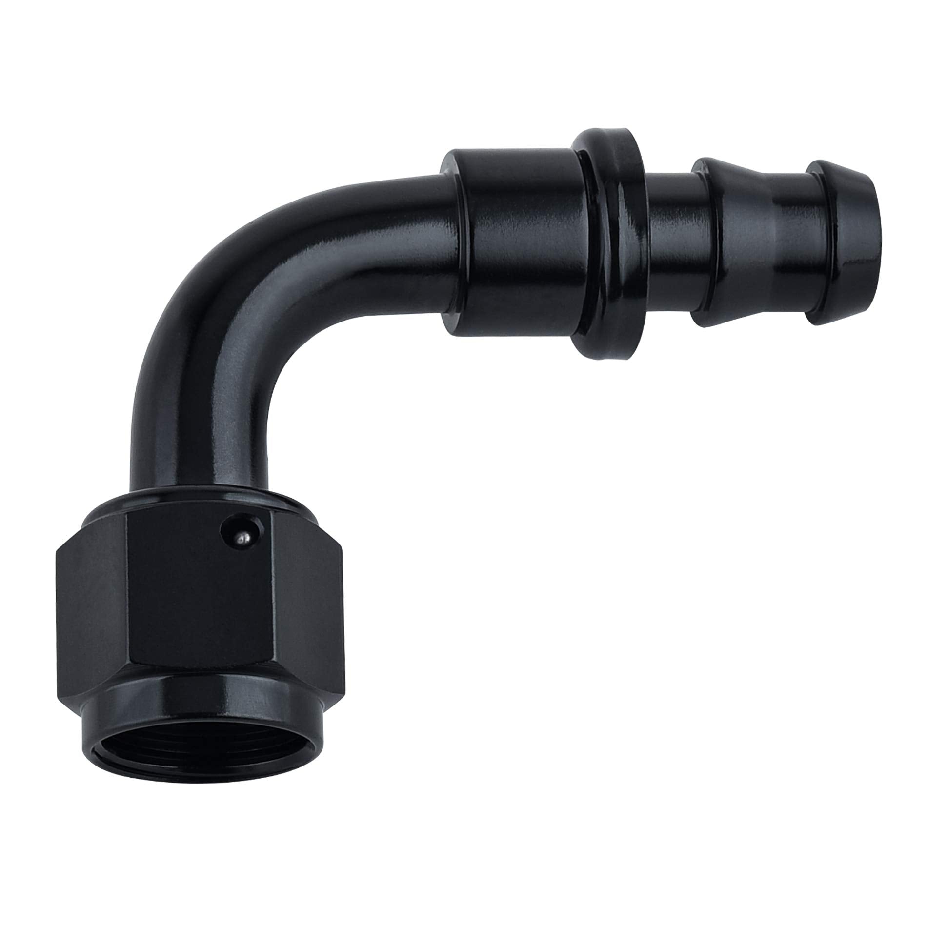 Sykrss 8An 90 Degree Push Lock Swivel Hose End Fitting For Rubber Fuel Line Black