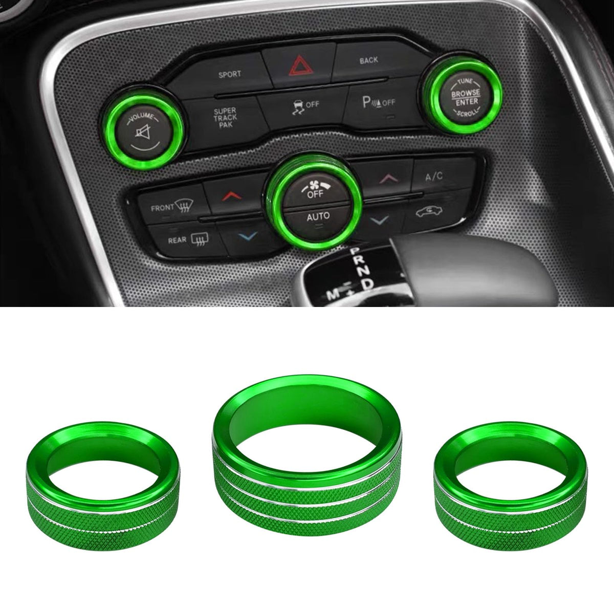 UZZH 3PCS AC Air Conditioner Switch Button Knob Cover, Car Interior Decor Accessories Radio Volume Control Knob Decals for Dodge