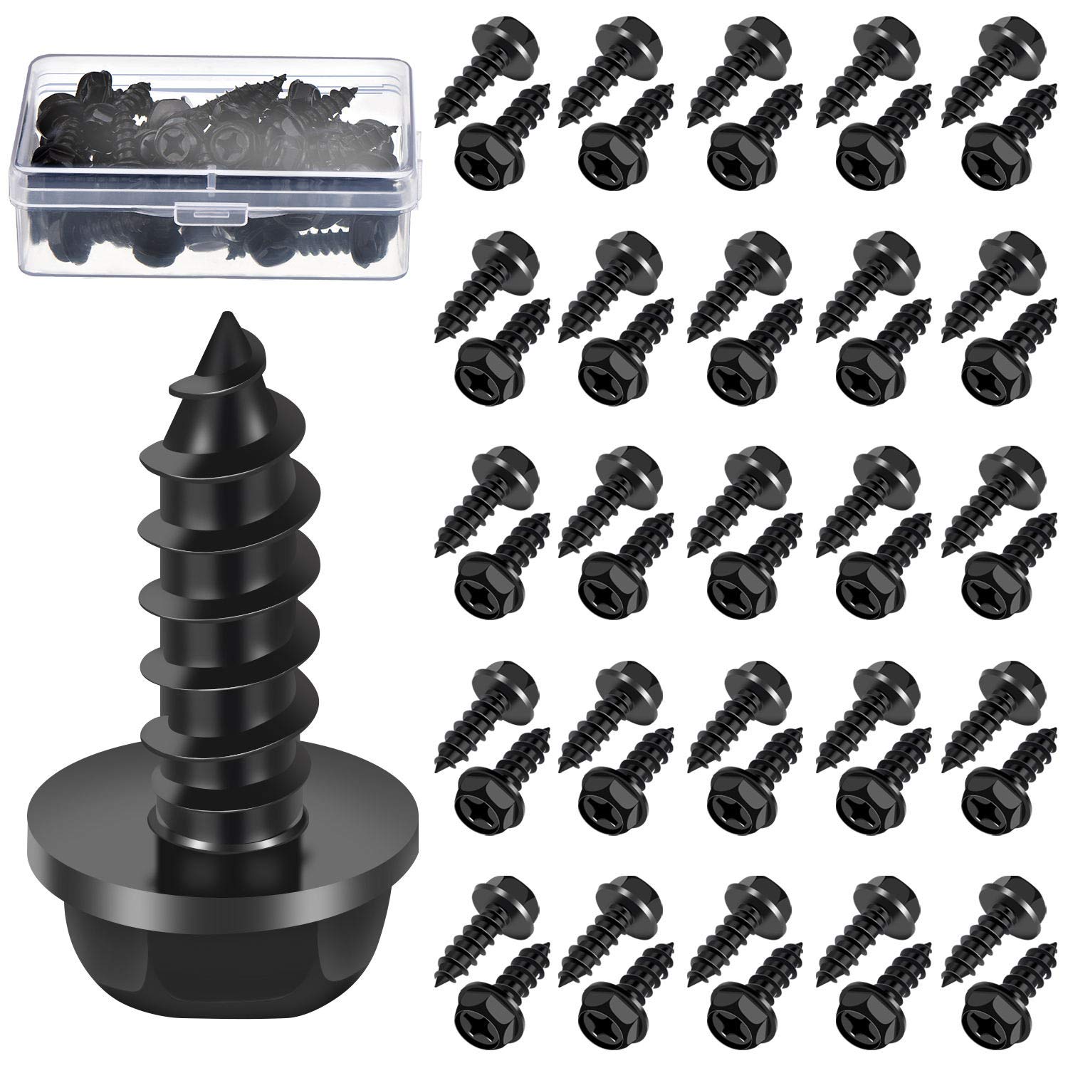 Boao 50 Pieces License Plate Screws Frame Screws License Plate Fasteners for Fastening, Frames and Covers