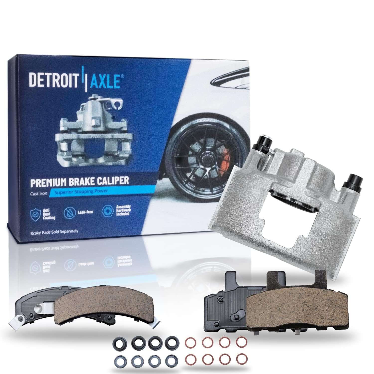 Detroit Axle - Front Left Brake Caliper Brake Pads Replacement for Express Savana 1500 2500 Tahoe Astro Yukon Safari Escalade - 