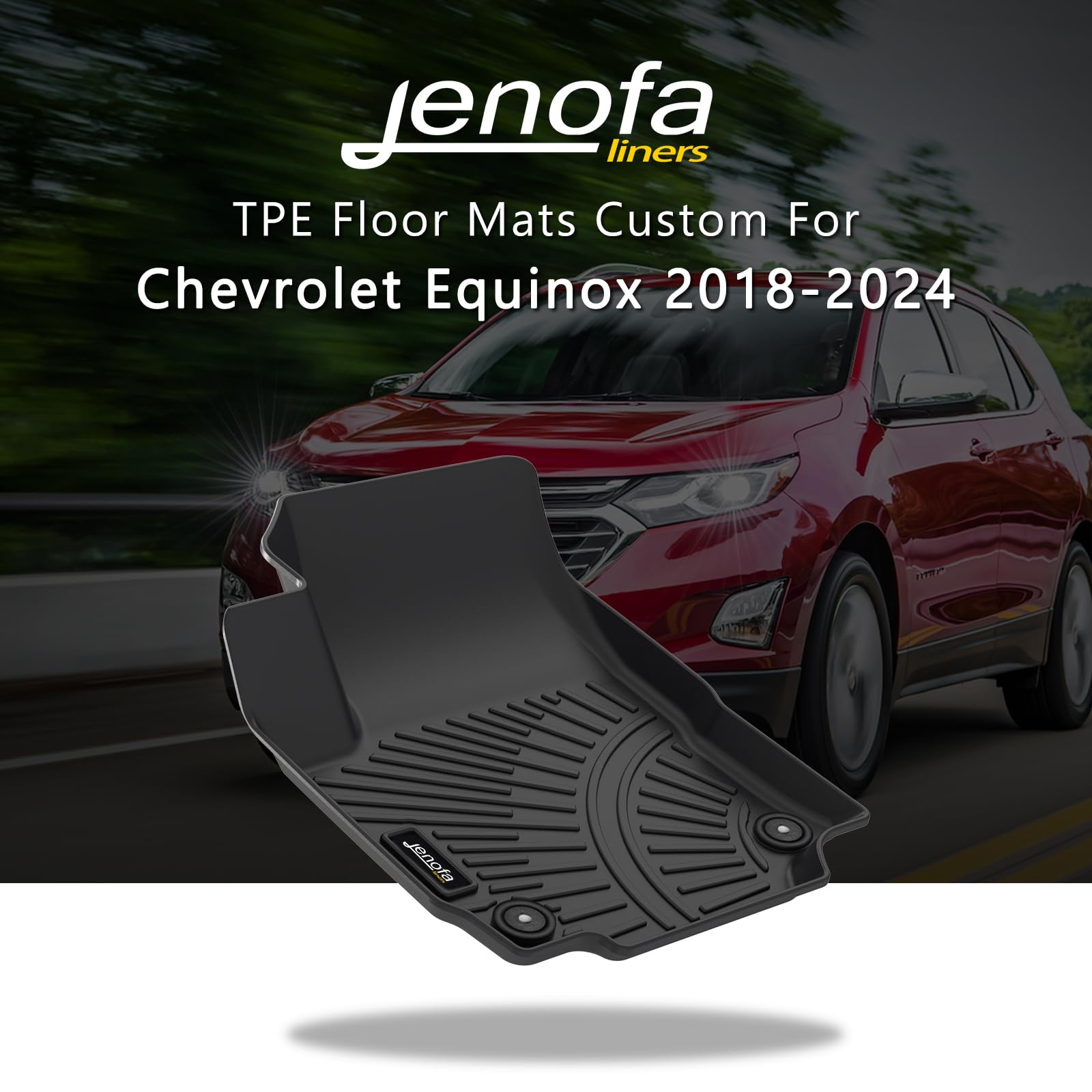 Jenofa Car Floor Mats & Cargo Liner For 2018-2024 Chevy Equinox/Gmc Terrain All Weather Car Mats Set For 2018-2024 Equinox (Not For Ev) Full Set Durable Floor Liners Accessories Black