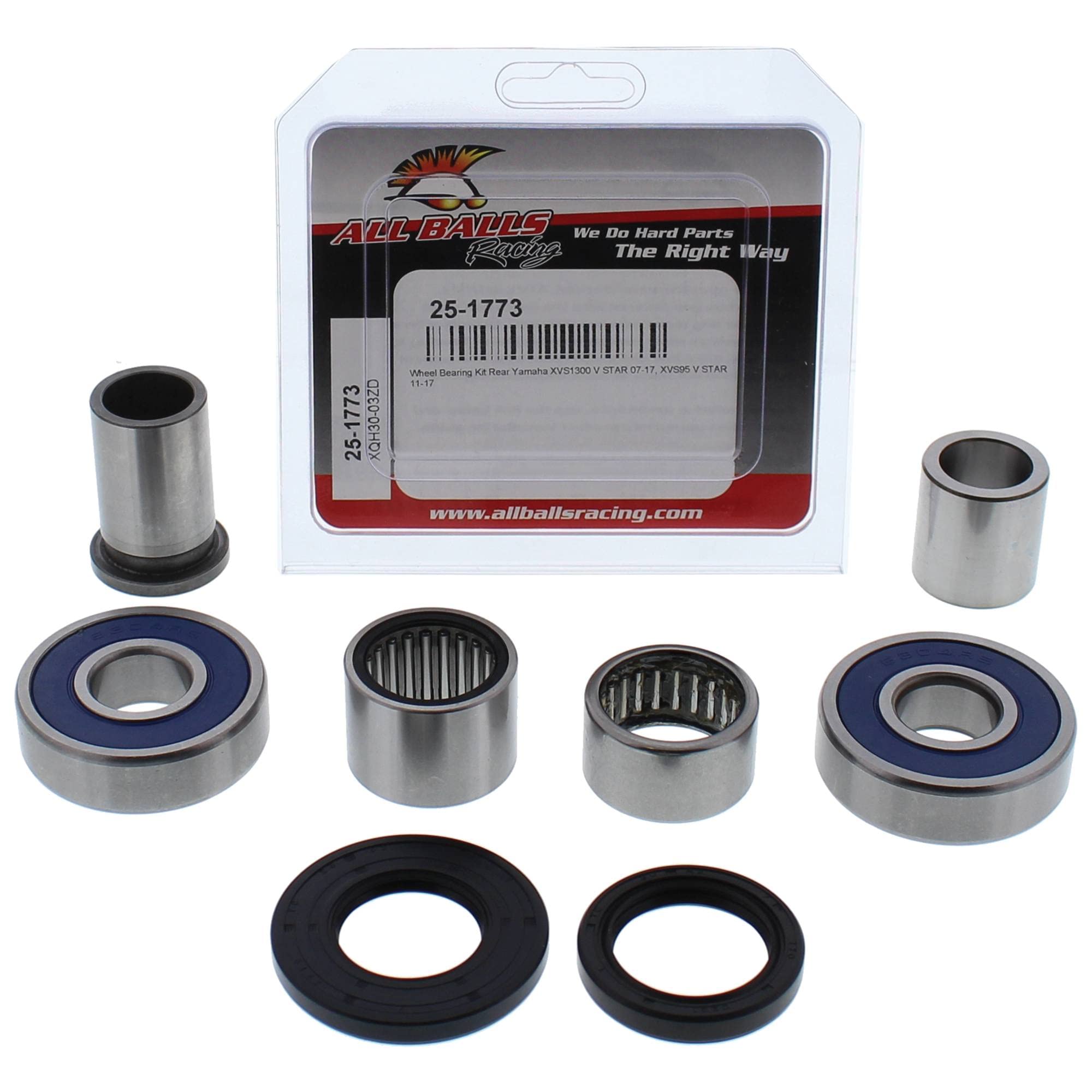All Balls Racing Wheel Bearing Kit 25-1773 Compatible With/Replacement For Yamaha Xvs1300 V Star 2007-2017, Xvs95 V Star 2011-20