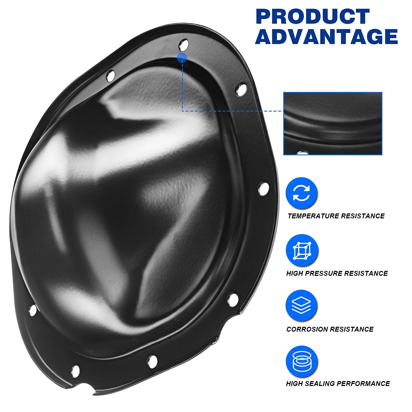 YHTAUTO Rear Differential Cover & Gasket Set for Ford F-150, Explorer, Ranger, Expedition, E-Series, Mercury - 10 Bolt, 8.8 Ring Gear