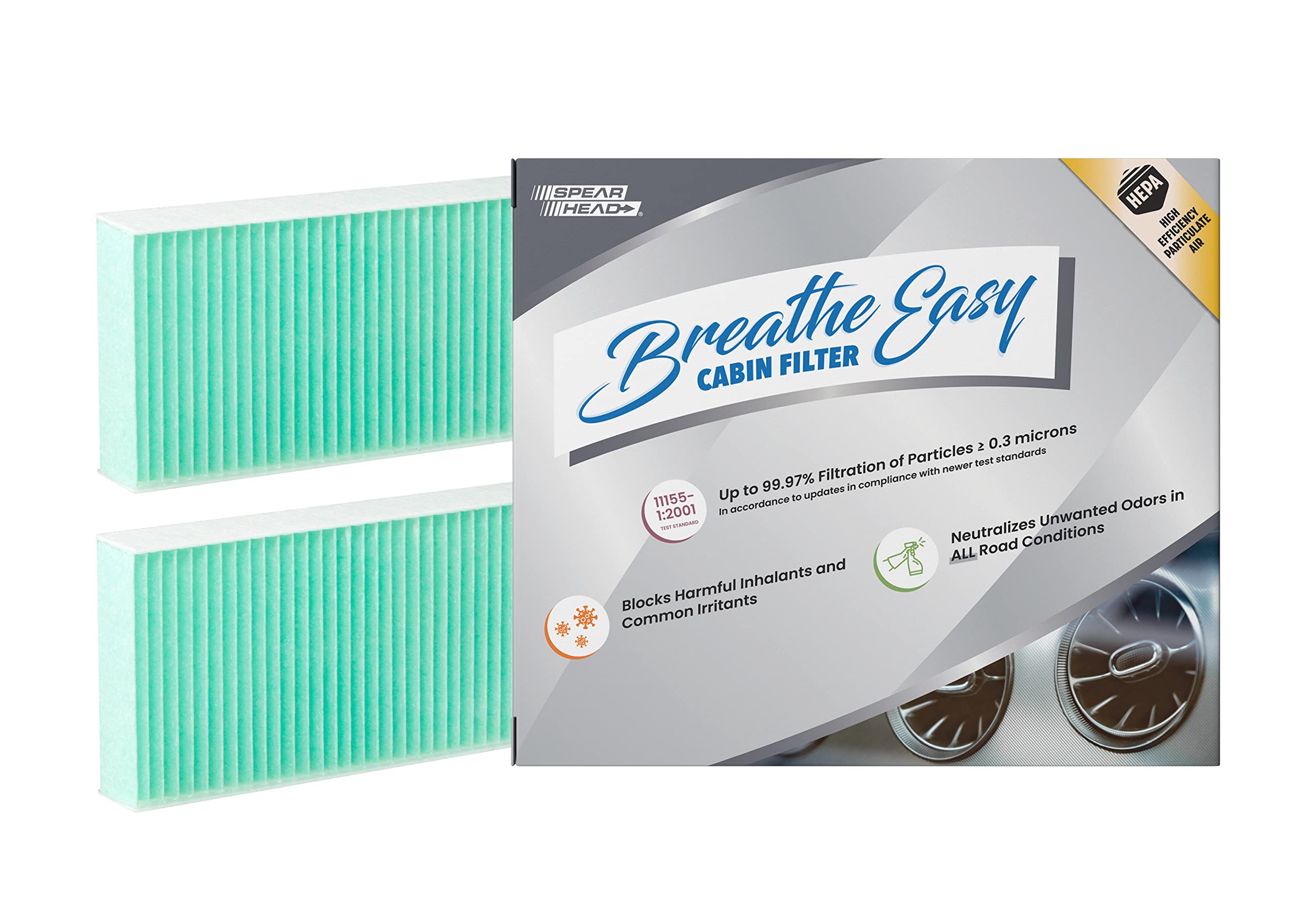 Spearhead Hepa Breathe Easy Cabin Filter, Up To 99.97% Filtration Of 0.3 Micron Particles W/No Airflow Reduction (Be-777H)