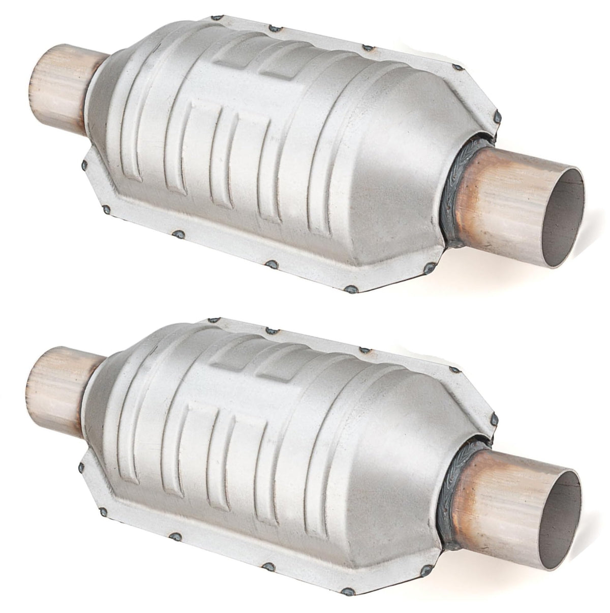2.5 Inlet/Outlet Automobile Weld-on Catalytic Converter, Universal 2.5 Inch Inlet/Outlet Cat Converter with Heat Shield and O2