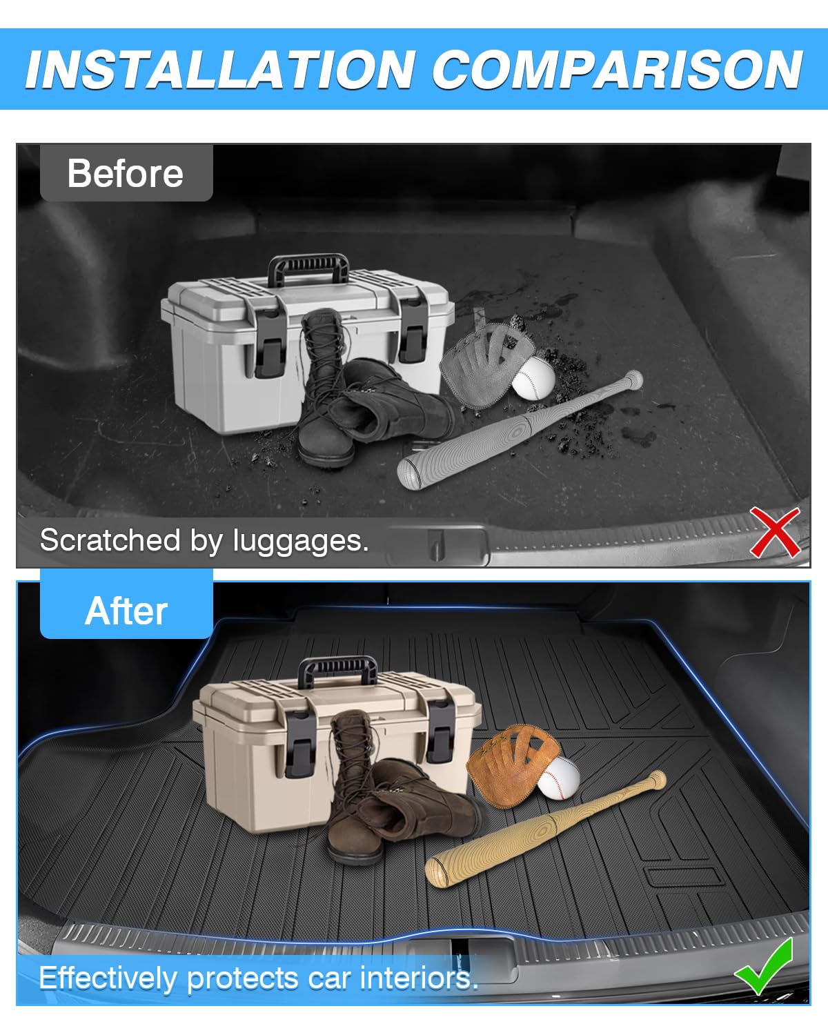 Powerty Trunk Mat For Toyota Crown 2023 2024 2025 Accessories Cargo Mats Tpe All Weather Cargo Liner Heavy-Duty Trunk Liners