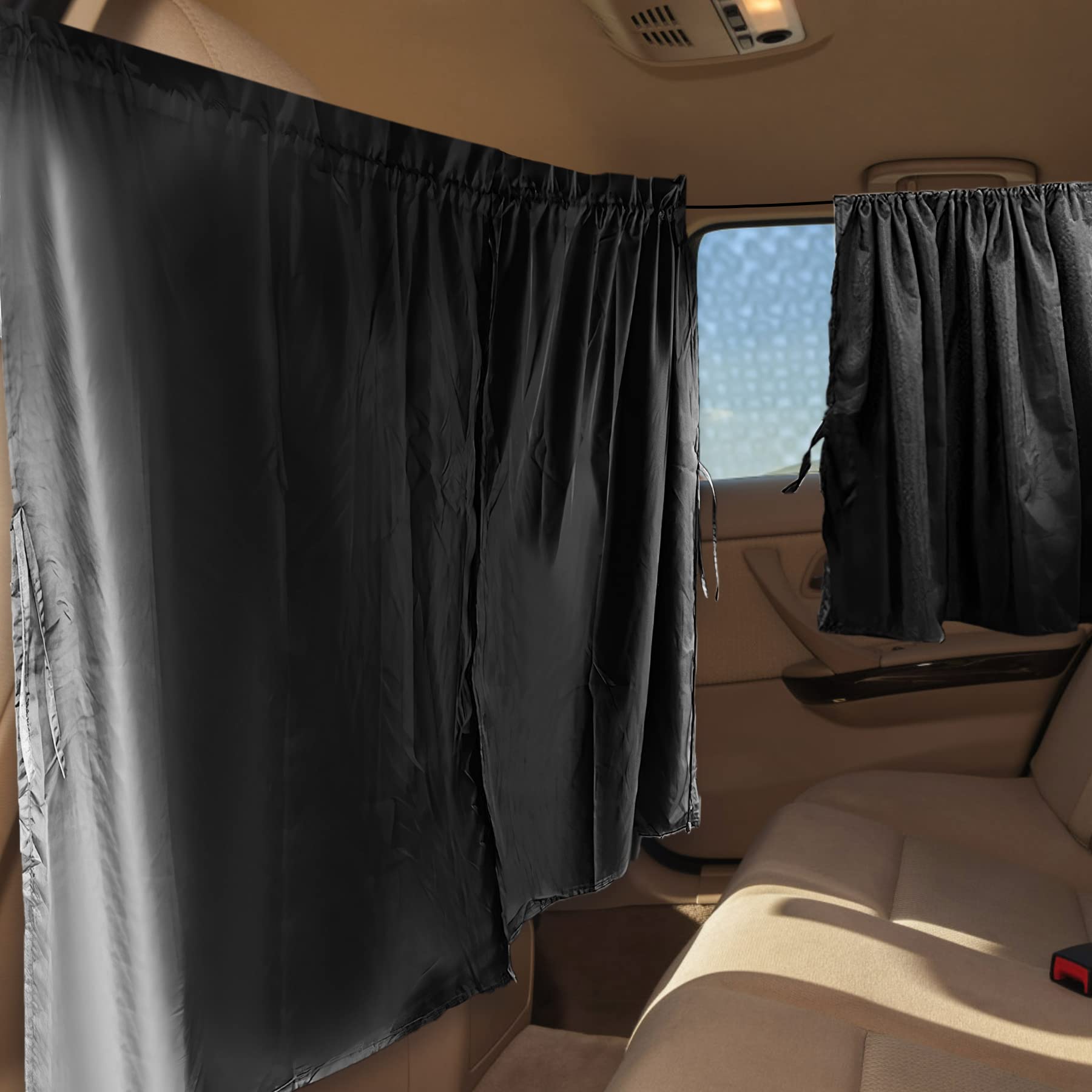 Set Of 3 Car Privacy Curtains, Car Window Covers For Sleeping In Car For Camping Suv Van, Include 1 Rear Seat Divider Curtain &