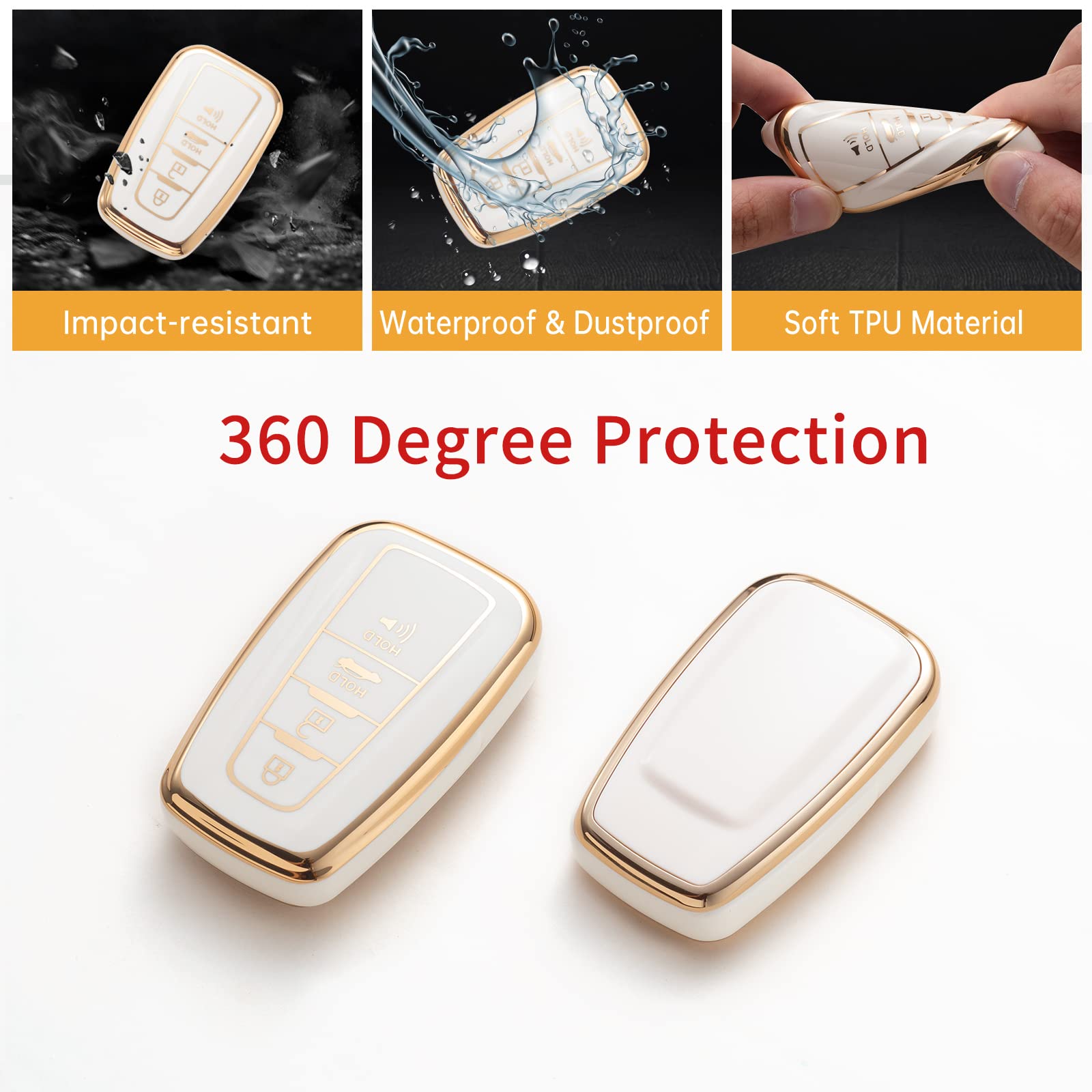 Gematay For Toyota Key Fob Cover With Lanyard, Car Key Case Protection For 2018-2022 Camry Rav4 Highlander Avalon C-Hr Prius Corolla Gt86 Smart Key Holder