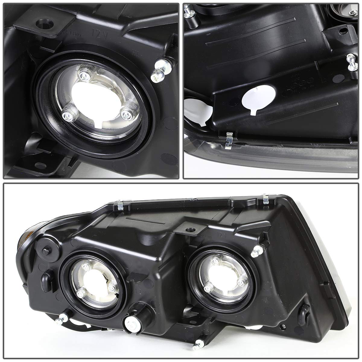 Dna Motoring Hl-Oh-Jgc99-Bk-Cl1 Black Clear Headlights Assembly Replacement Compatible With 99-04 Jeep Grand Cherokee